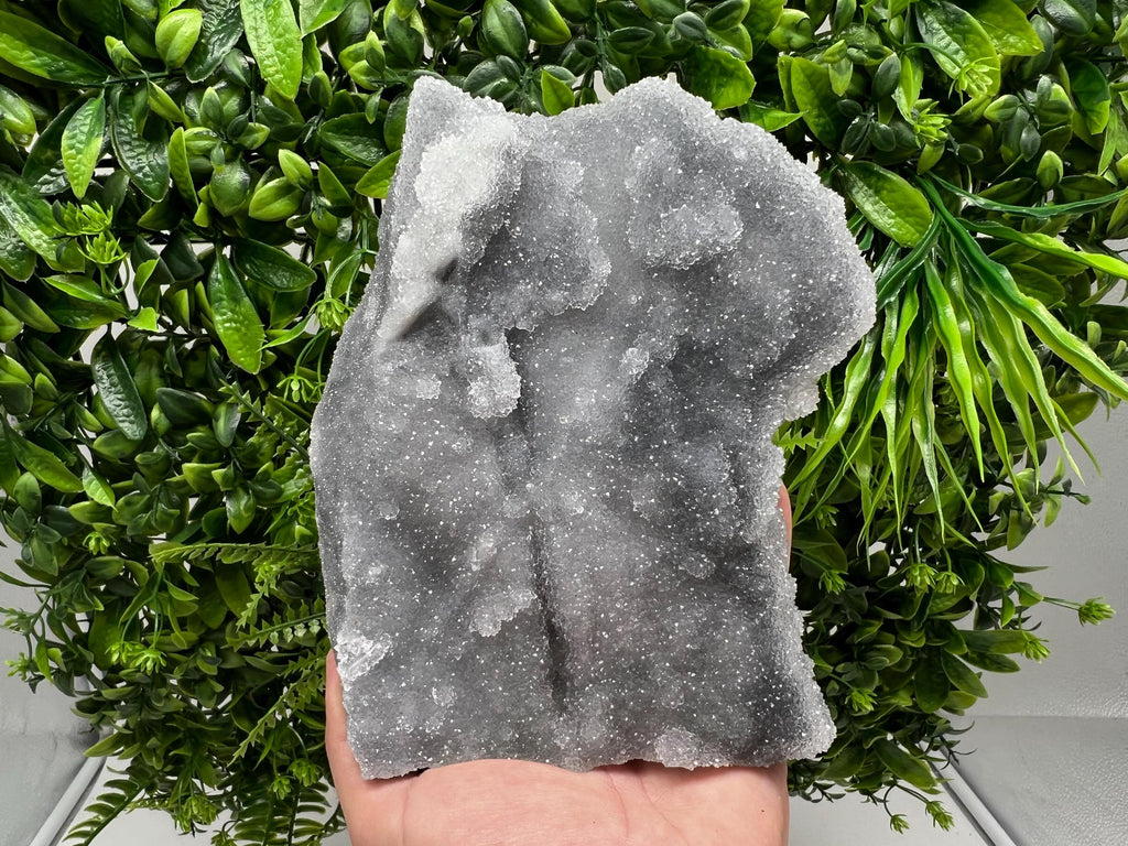 Large Quartz Chalcedony with Chlorite Inclusions: Deep Blue Crystal Decor