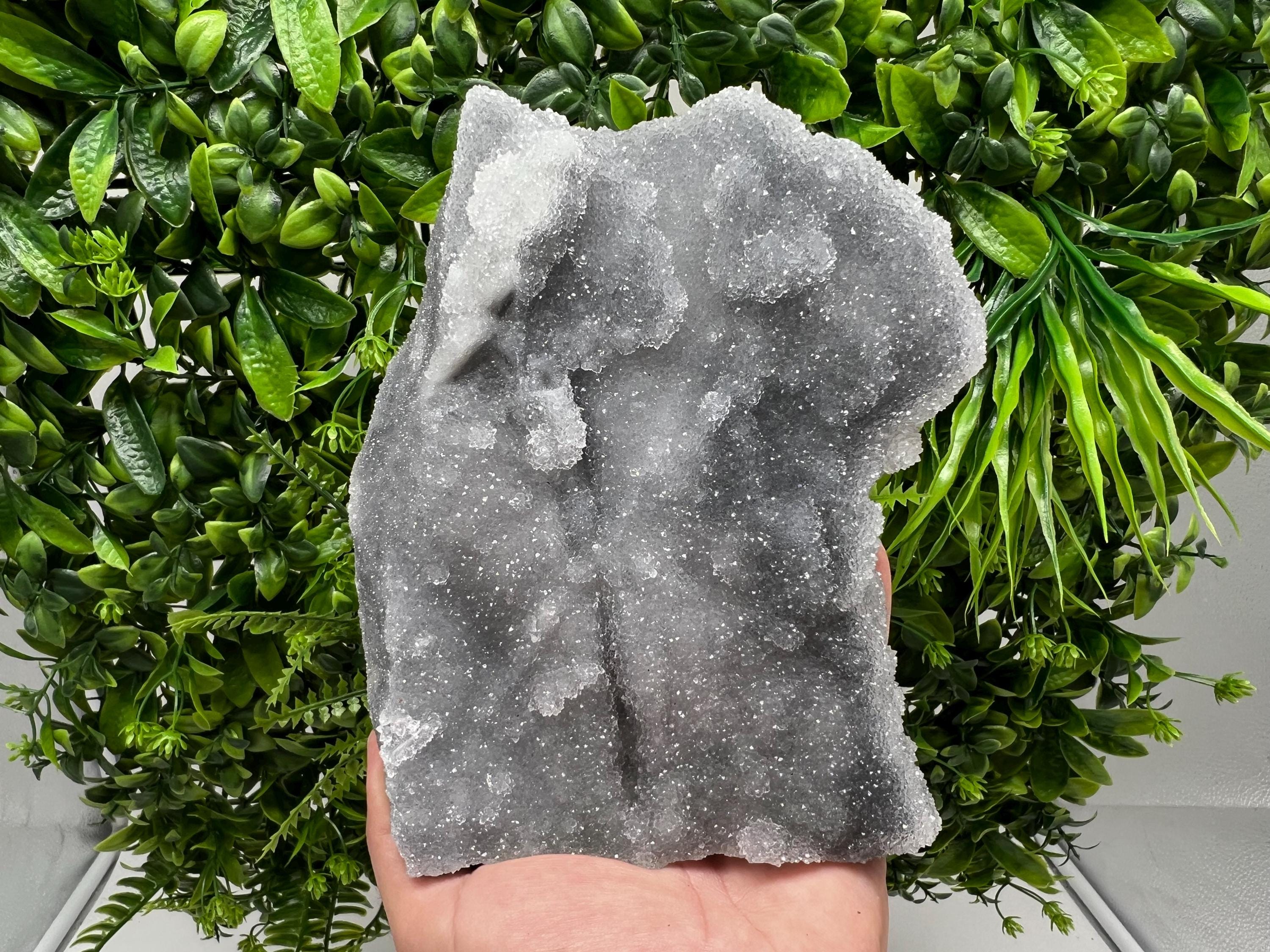 Large Quartz Chalcedony with Chlorite Inclusions: Deep Blue Crystal Decor