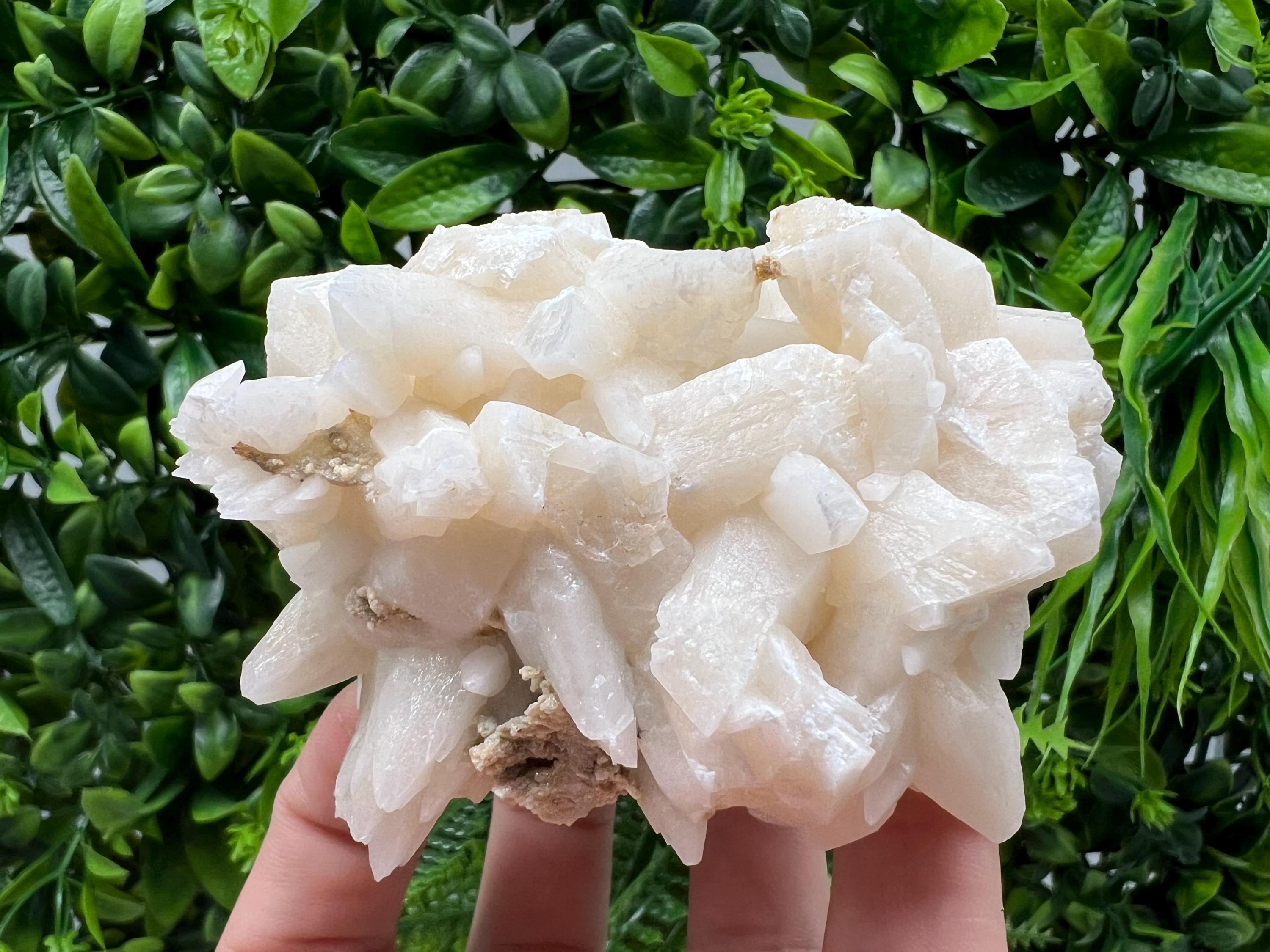 Calcite on Green Quartz: Djurcovo Mine, Bulgaria Healing Crystal