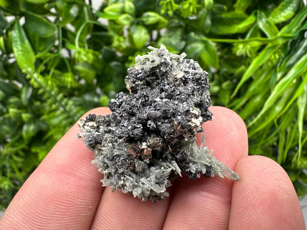 Pyrite Sphalerite on Green Quartz, Bulgaria Mineral Specimen