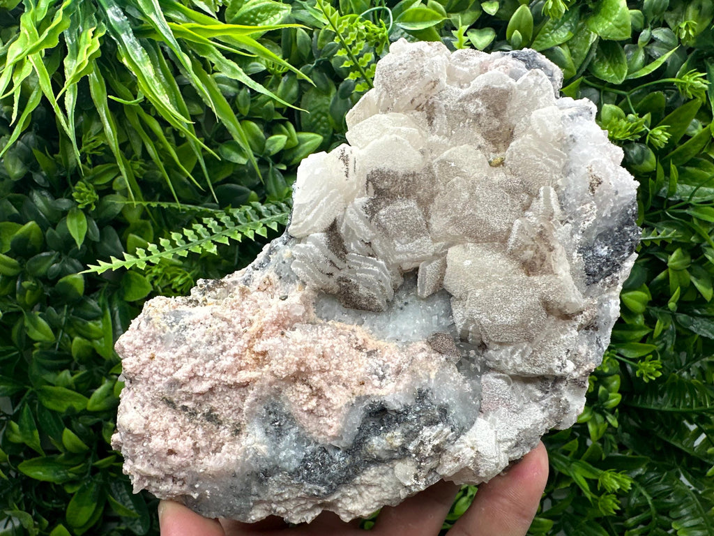 Rhodochrosite Calcite on Quartz Specimen: Collectible Mineral Decor