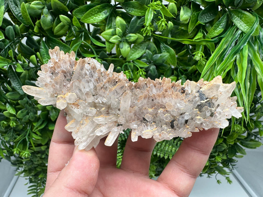 Iron Oxide Limonite Quartz Crystal Cluster: Natural Mineral Home Decor