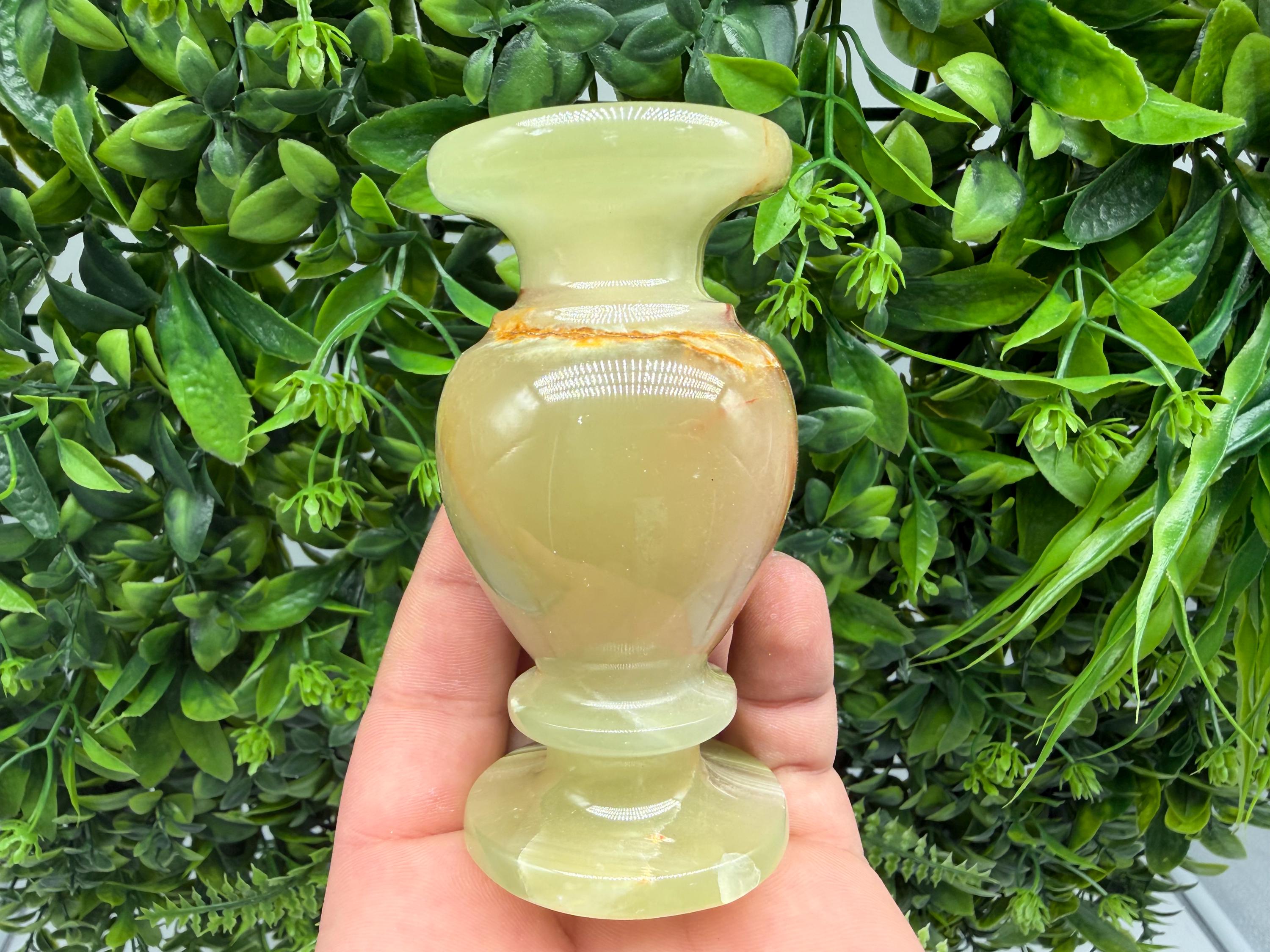 Natural Green Onyx Candle Holder – Polished Crystal Altar Decor