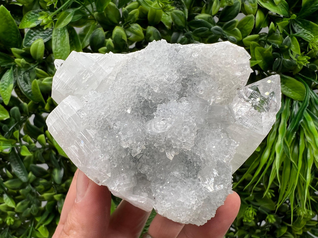 Transparent Apophyllite on Chalcedony, Natural Crystal Specimen, India Minerals