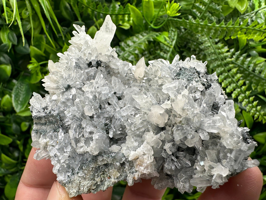 Calcite on Quartz Crystal: Borieva Mine, Bulgaria