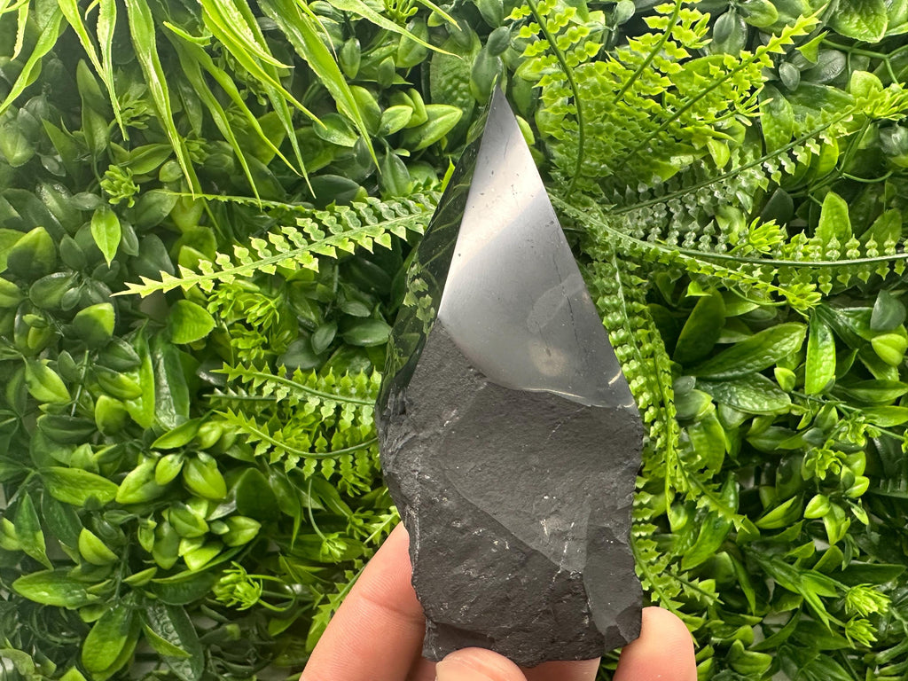 10cm Polished Shungite Crystal: EMF Protection Stone
