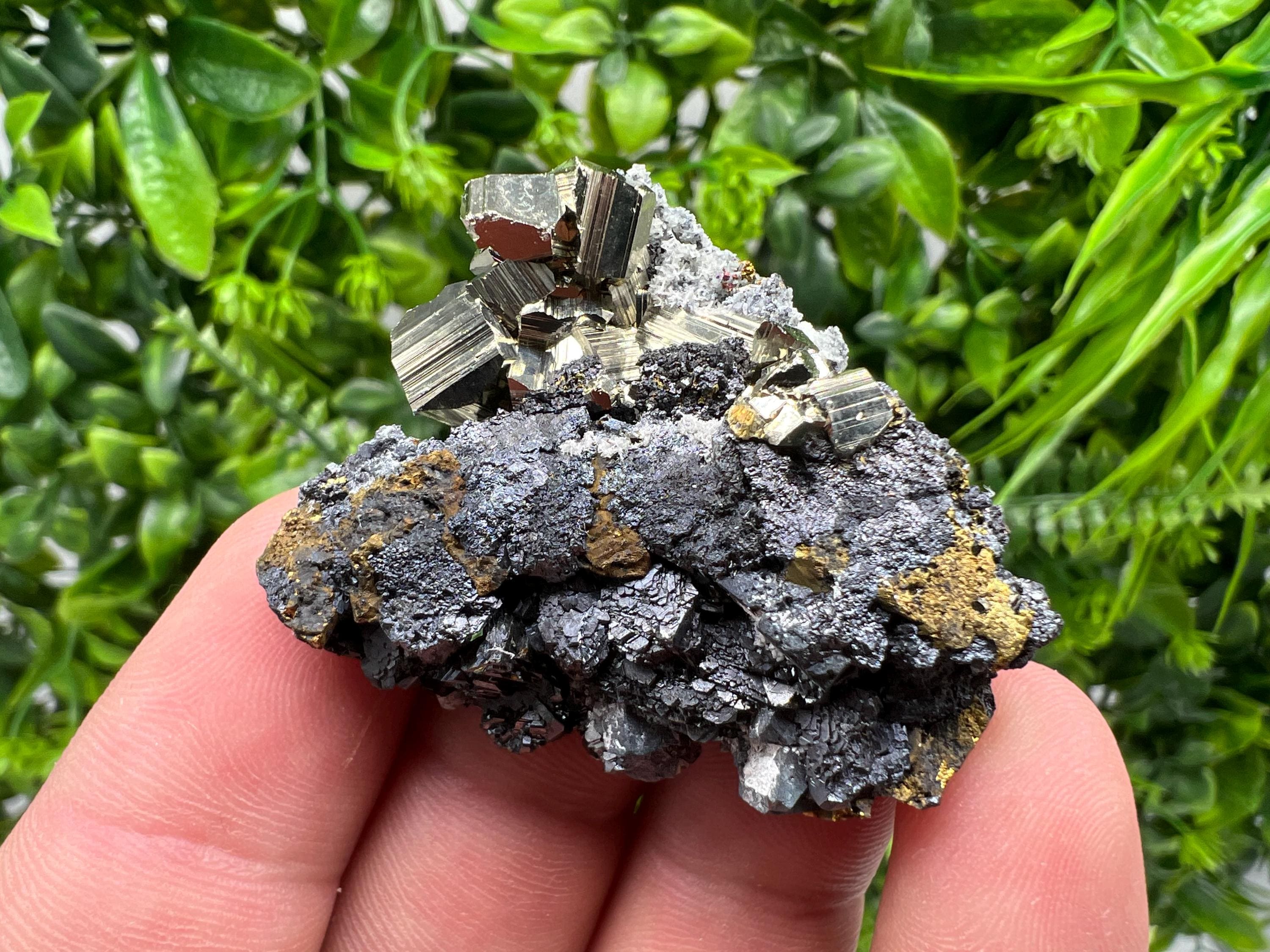 Golden Pyrite Sphalerite Cluster, Madan Bulgaria Mineral Specimen