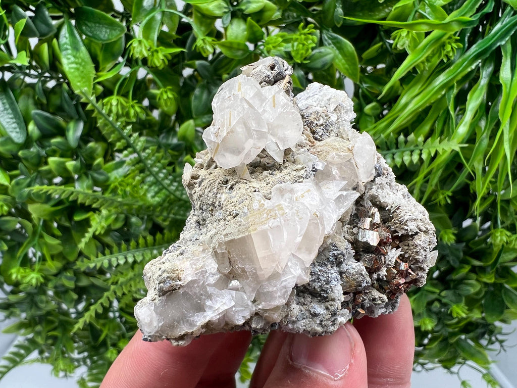 Wonderful Red Pyrite,Calcite on Quartz from Borieva mine,Madan,Bulgaria,natural,collectible mineral specimen,home decor stone,gift minerals