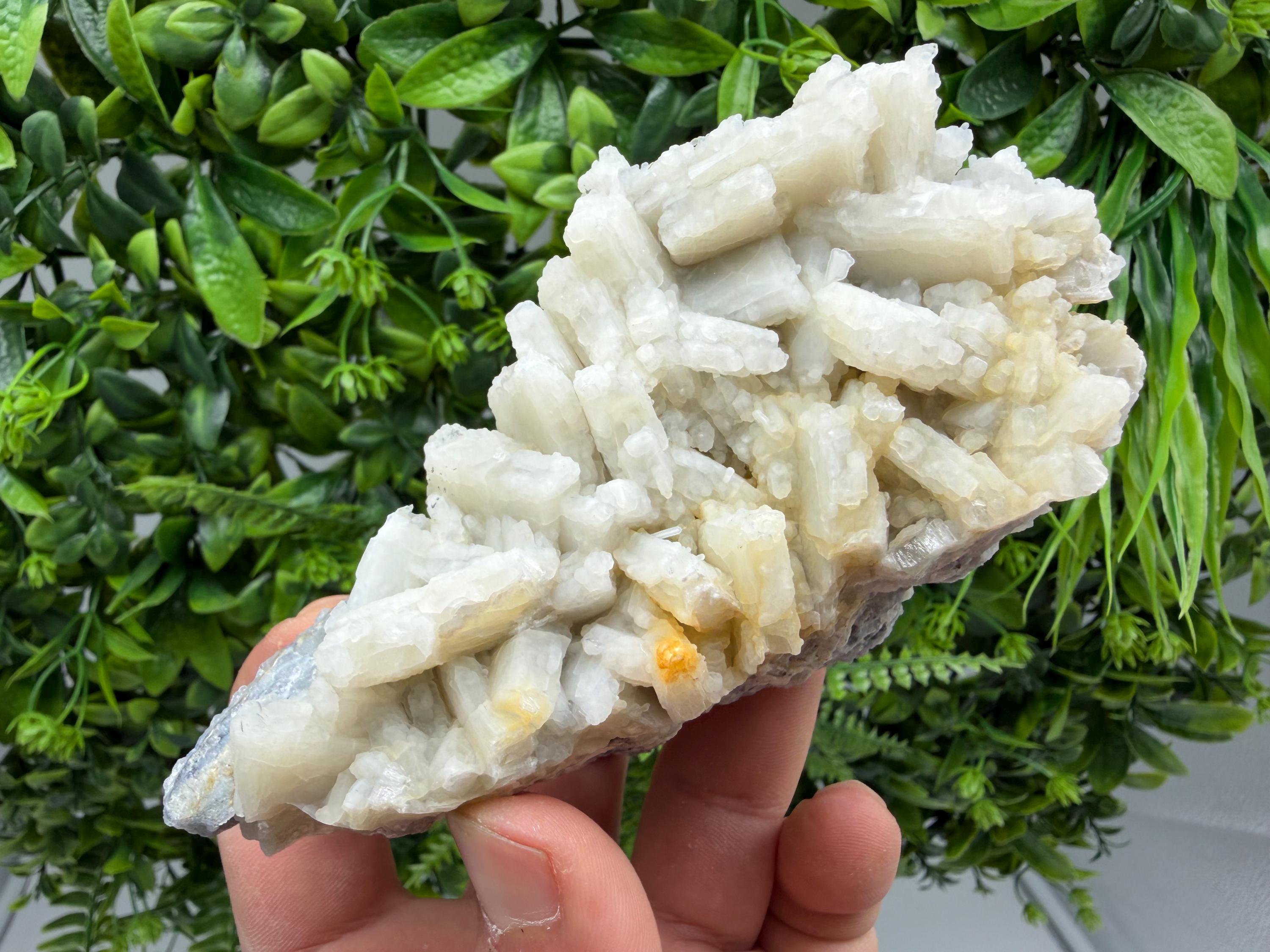 Rare Fluorescent Calcite after Barite on Chalcedony - Androvo Mine, Bulgaria