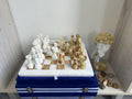 Handmade Green & White Onyx Chess Set with Storage: Marble Board