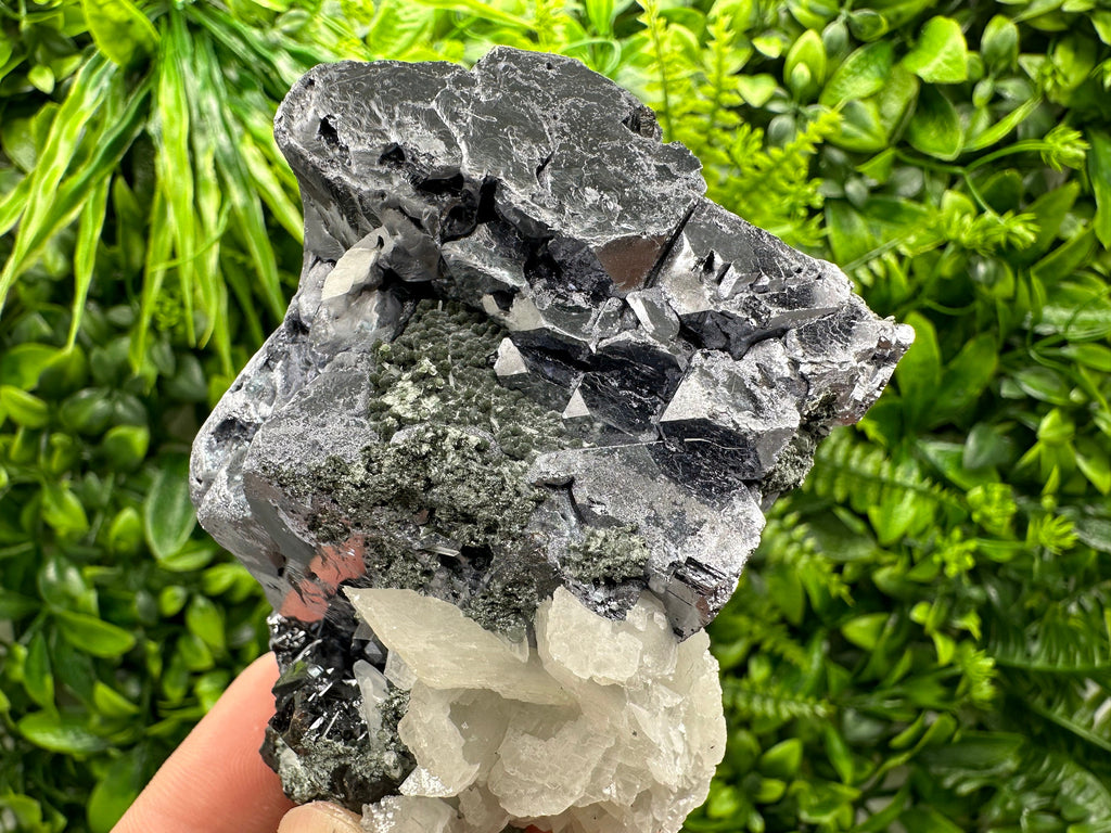 Skeletal Galena, Calcite, Sphalerite, and Chlorite Mineral Specimen