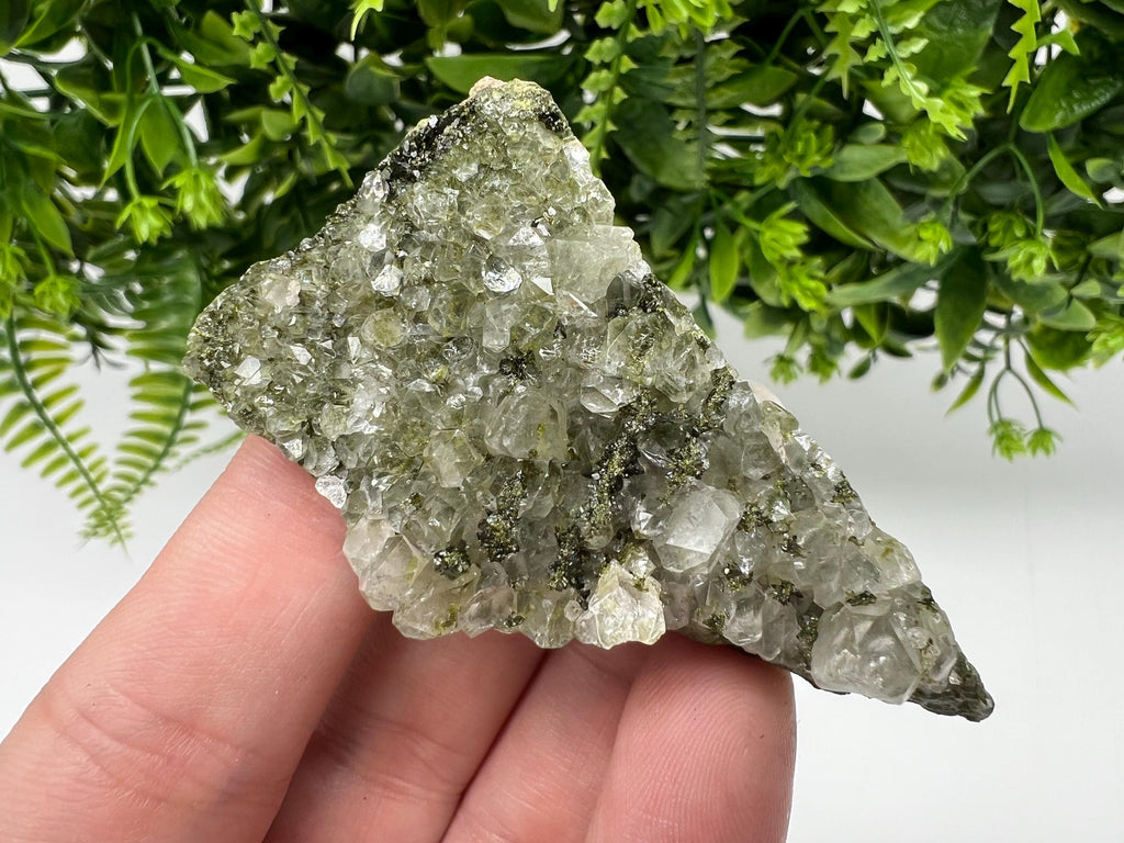 Green Epidote with Quartz Crystals - Extremely Sparkly with Rainbows,souvenirs collection stone,gift,decor, Eastern Anatolian, Turkey