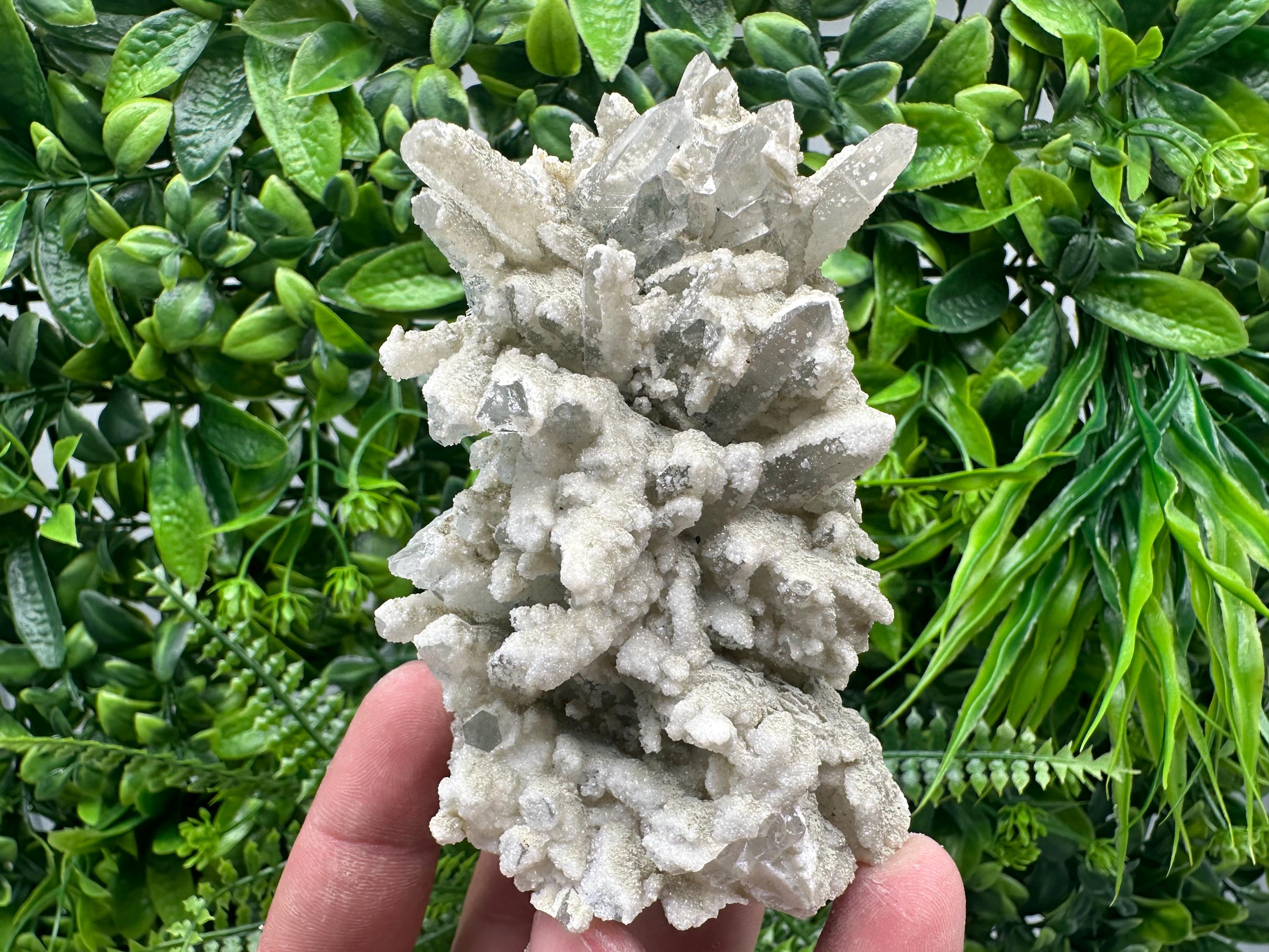 White Calcite Quartz Cluster, Krushev dol Mine, Bulgaria, Mineral Specimen