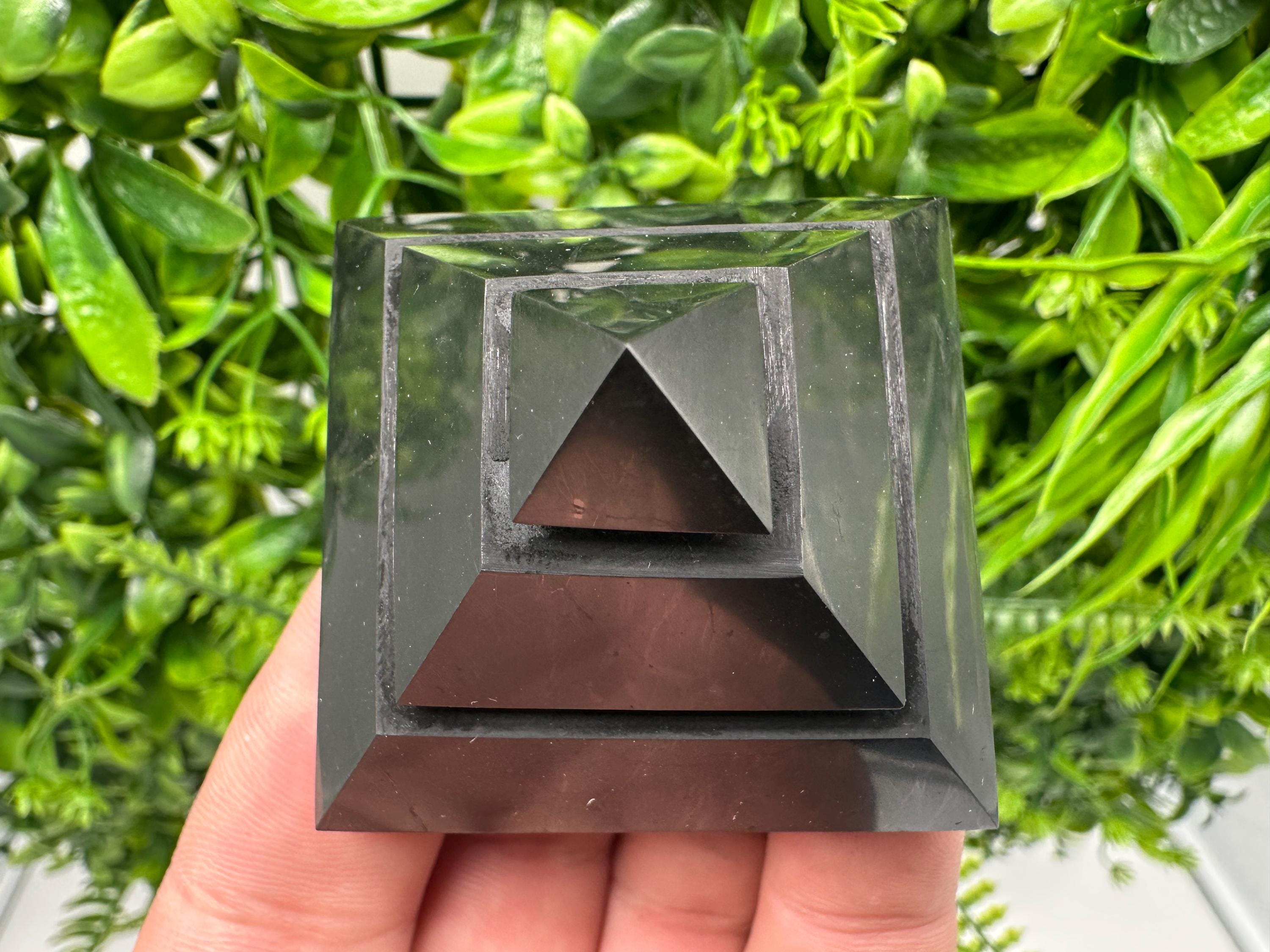Polished Shungite Pyramid: EMF Protection, Sacred Geometry (5cm)