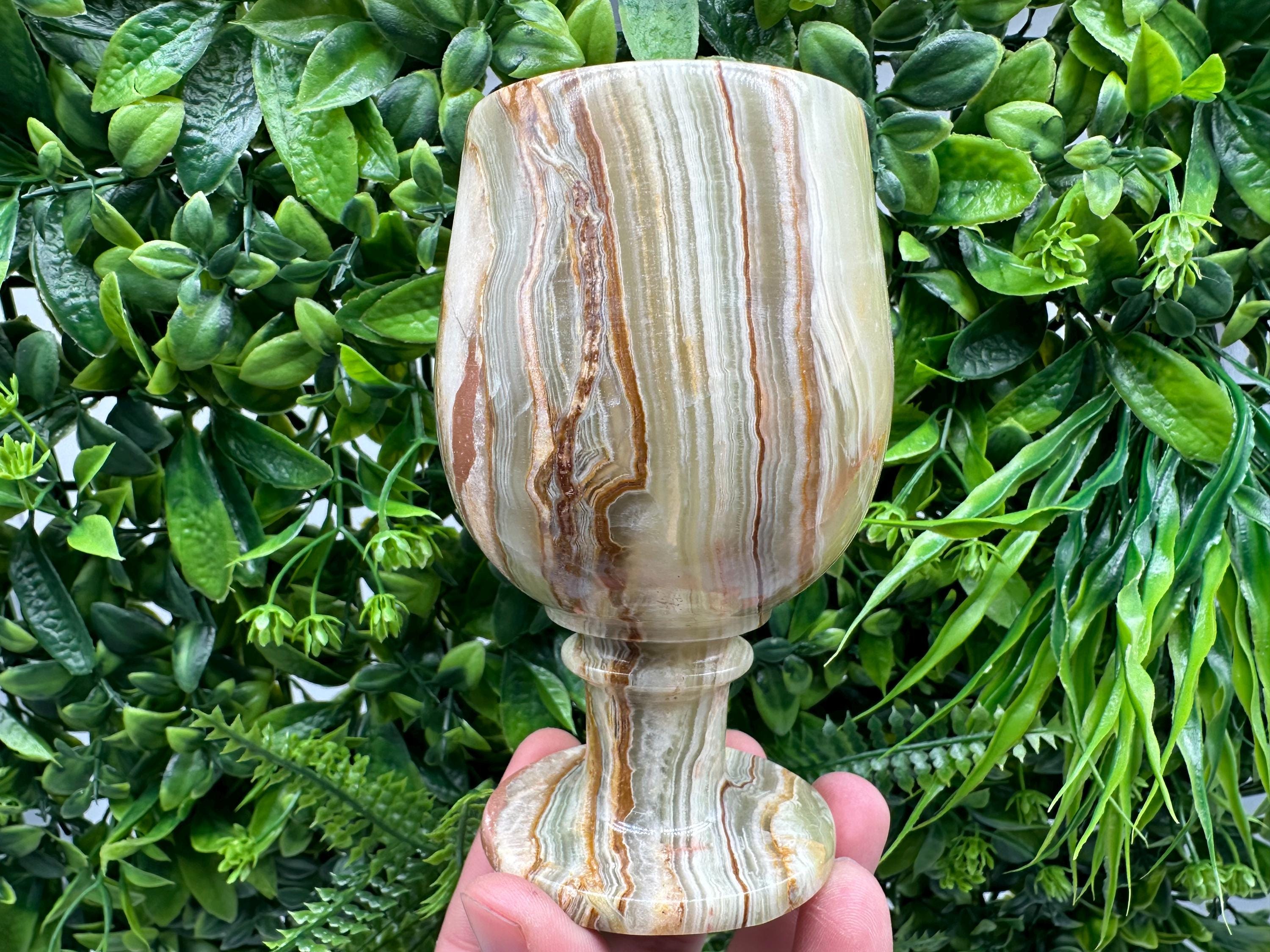 Vintage Onyx Goblet: Natural Stone Wine Cup, Barware