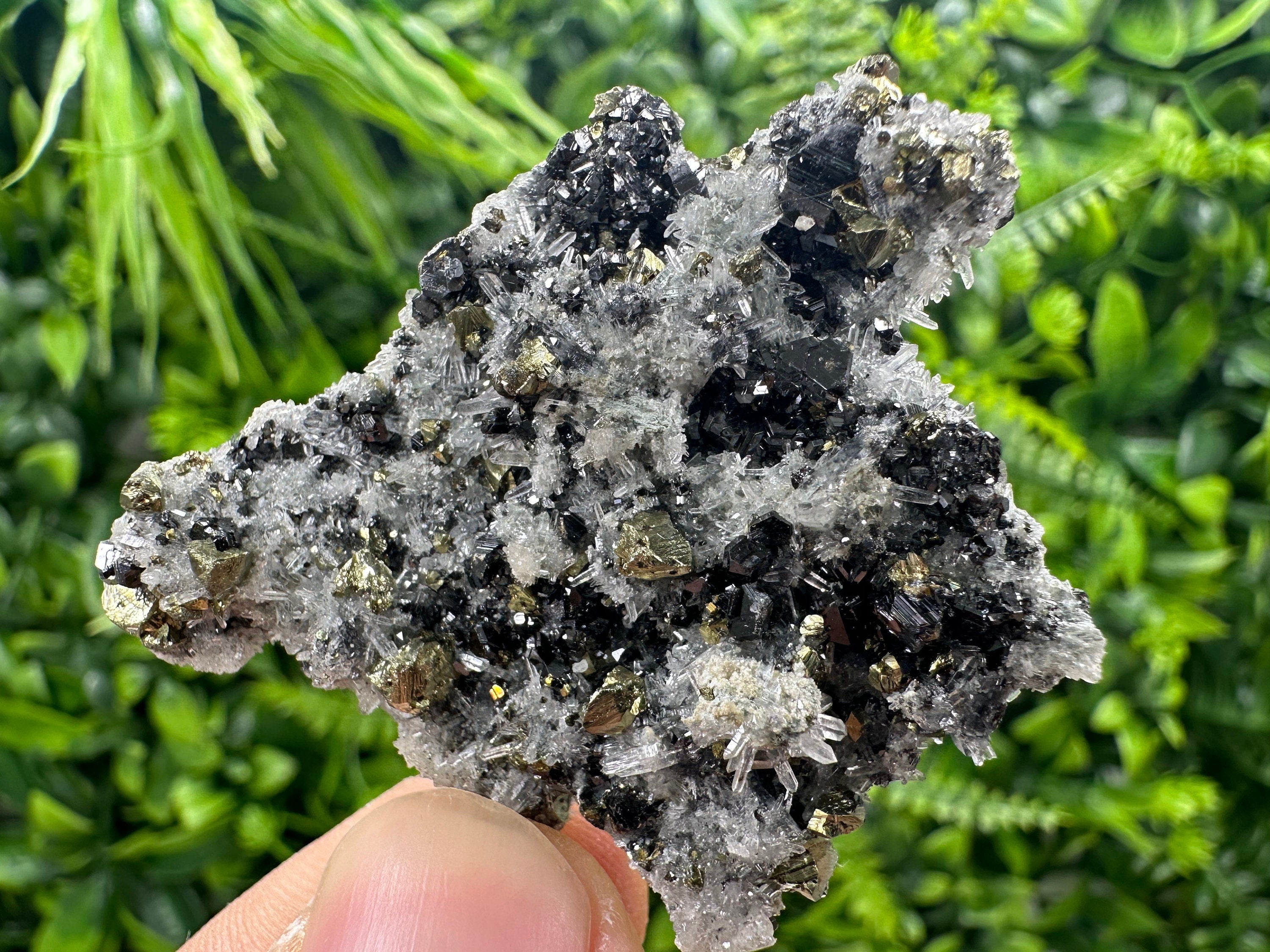 Chalcopyrite Galena Sphalerite on Quartz, Bulgaria Crystal Decor