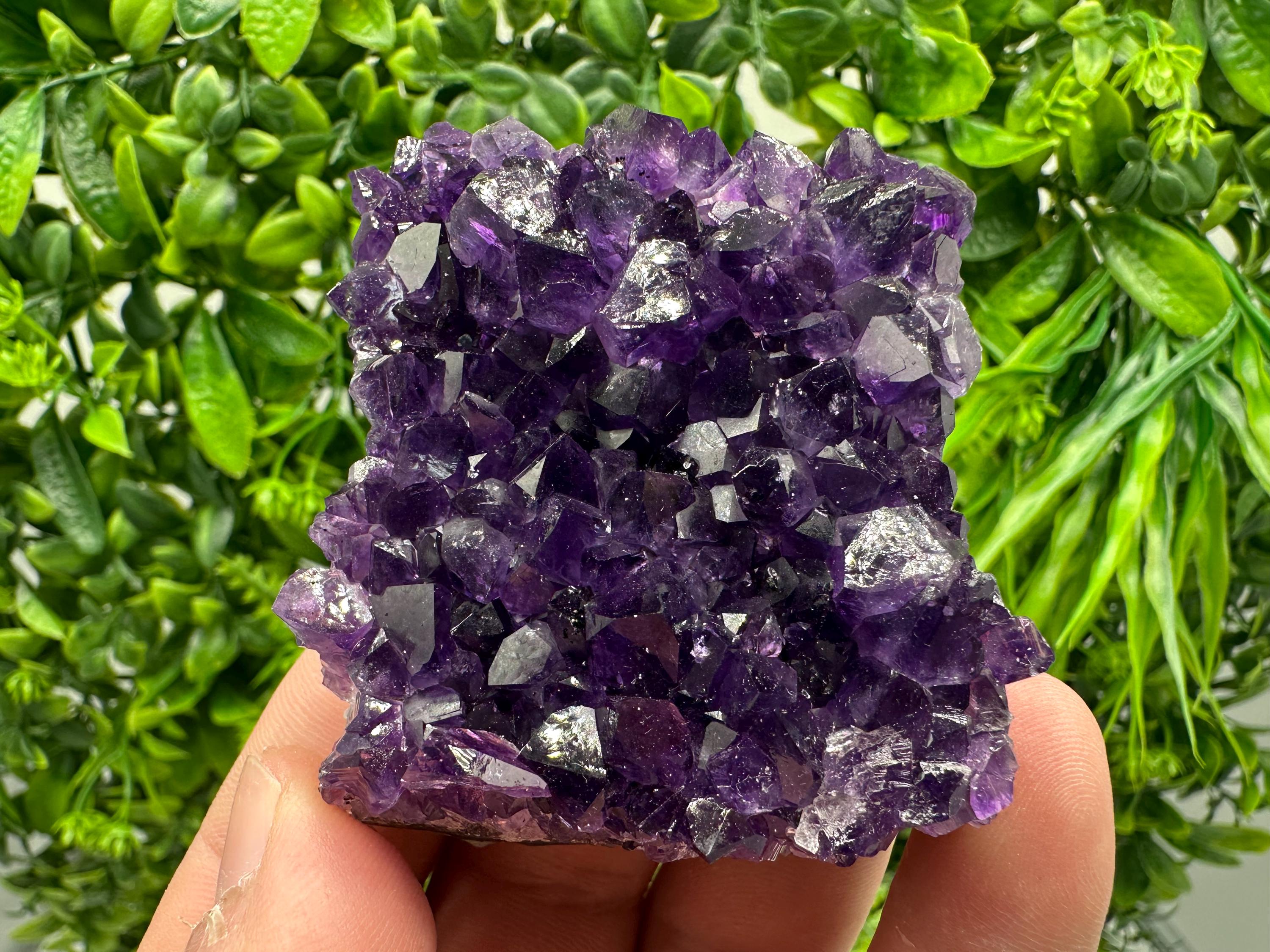 Natural Purple Amethyst Cluster from Uruguay: Energy Crystal Home Decor