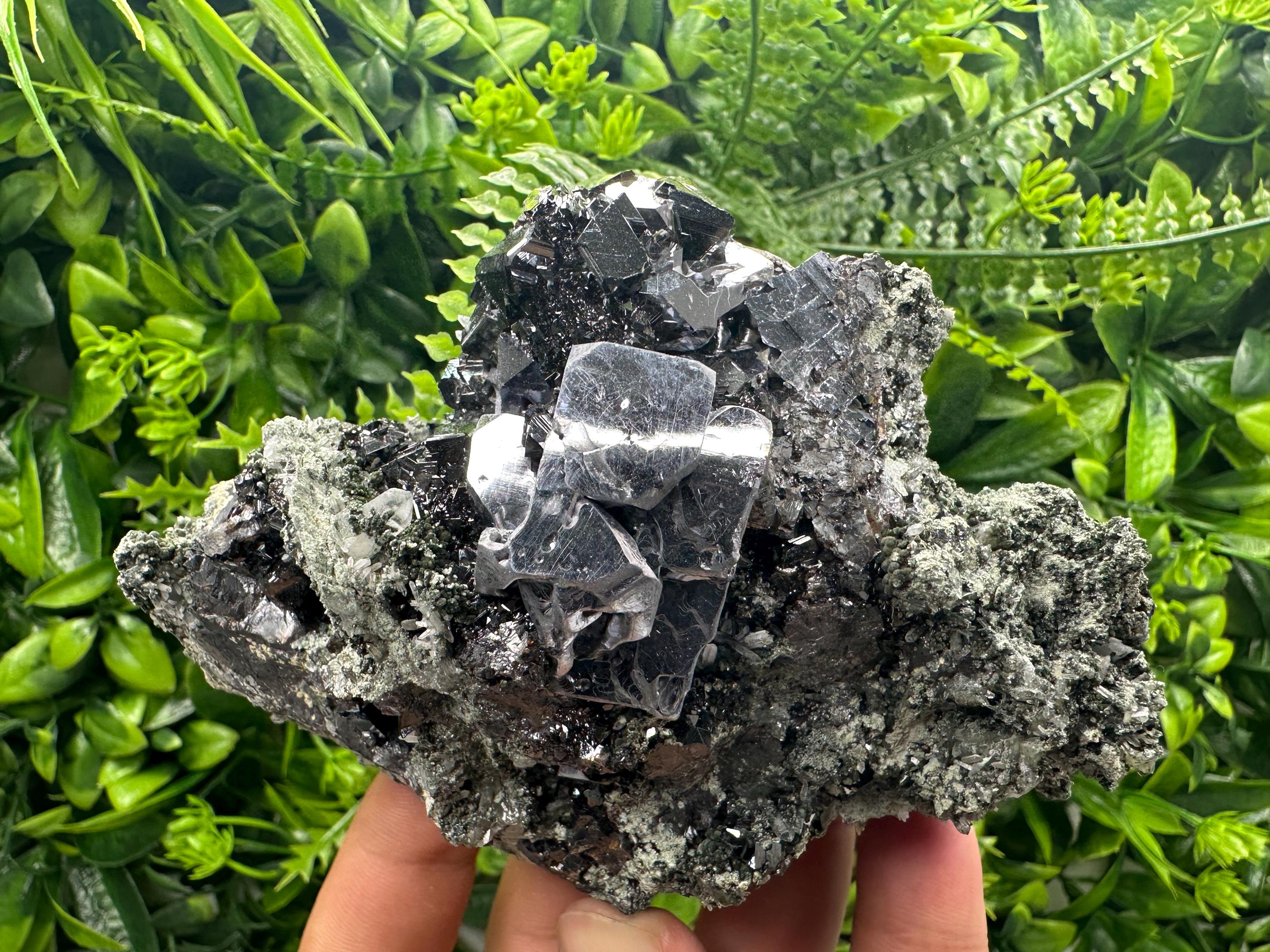 Shiny Galena Sphalerite on Quartz: Natural Mineral Souvenir