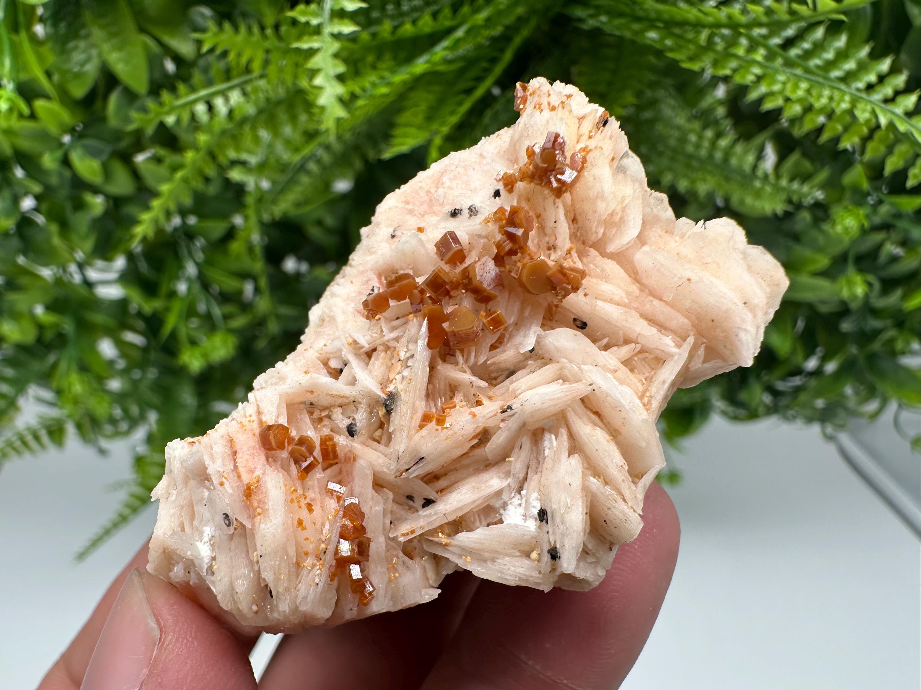 Red Vanadinite on Barite, Moroccan Crystal Specimen