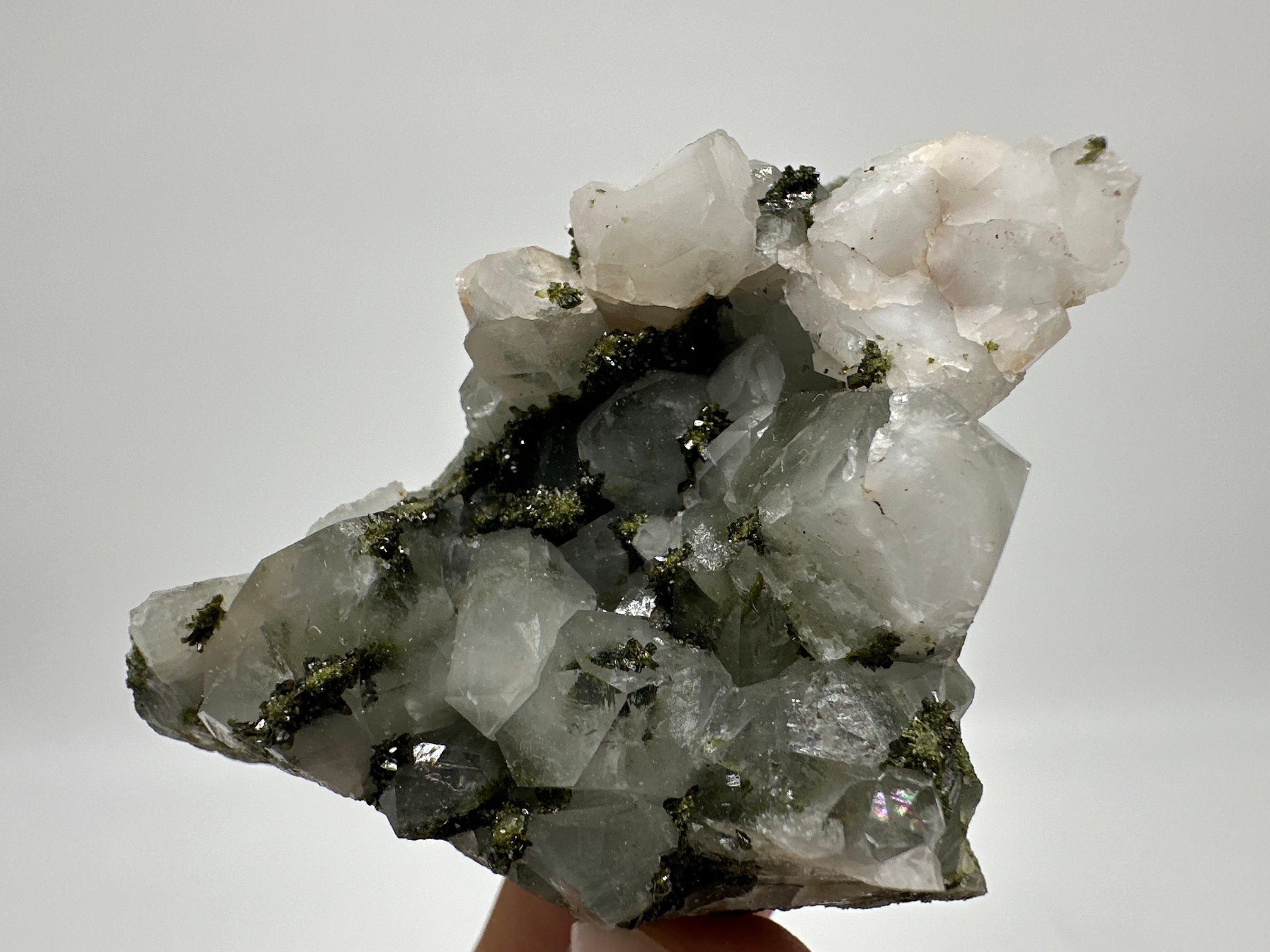 Rainbow Epidote with Quartz, Hakkari Turkey Mineral Specimen (5.5/5.5/3cm)