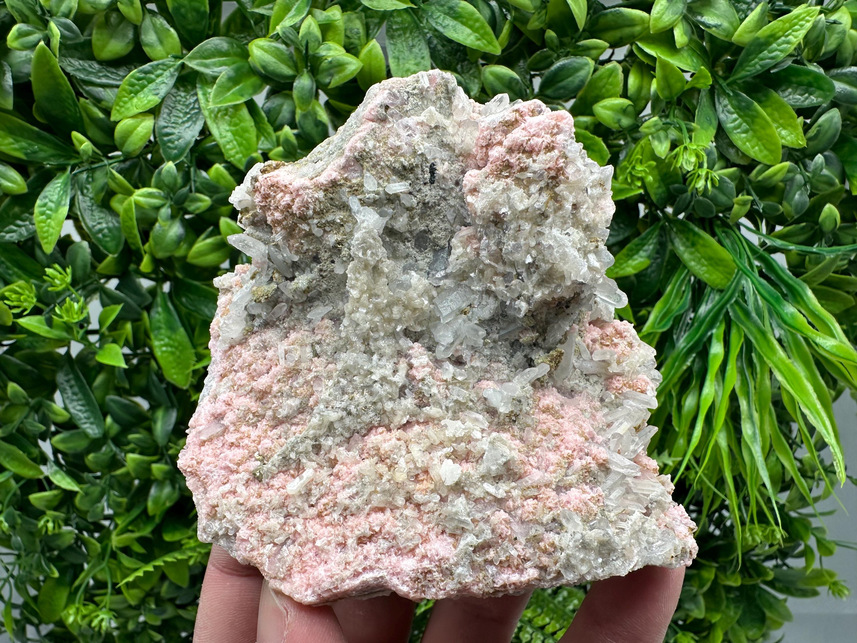 Rhodochrosite on Quartz, Starnica Mine, Bulgaria