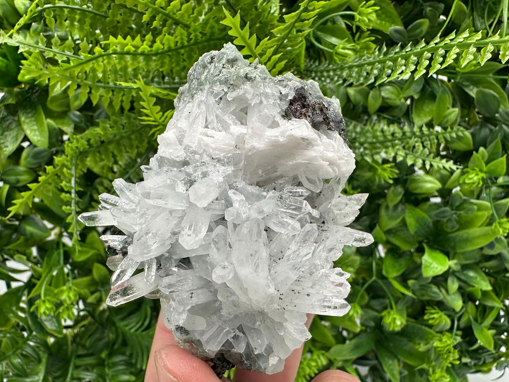 Quartz on Chlorite Matrix with Calcite, Bulgarian Mineral Specimen