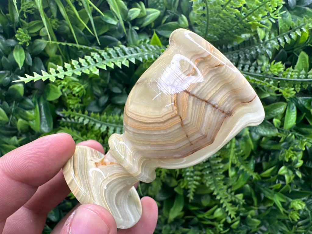Vintage Natural Onyx Goblet: Unique Stone Cup (7cm)