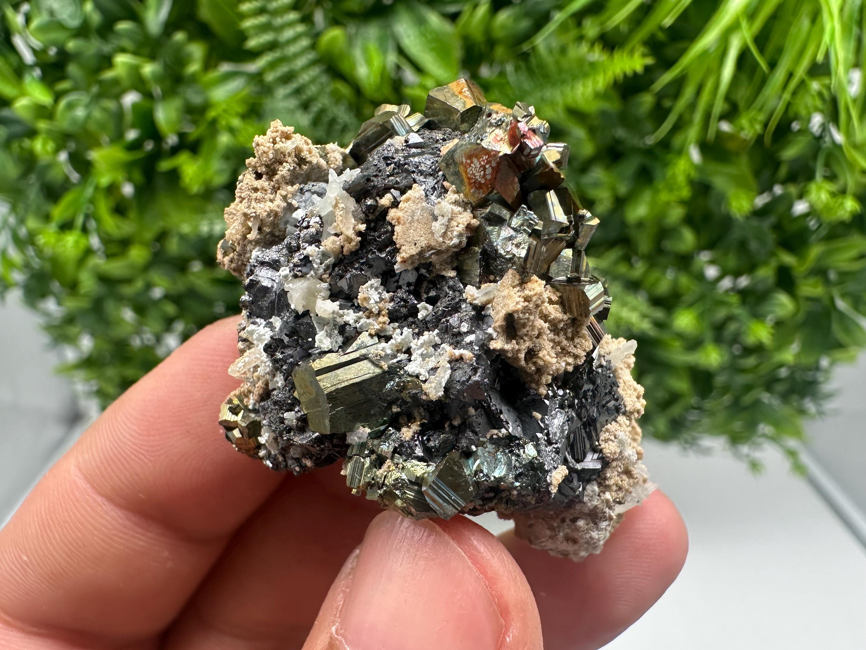 Calcite Pyrite Sphalerite Mineral Specimen: Madan Bulgaria Home Decor