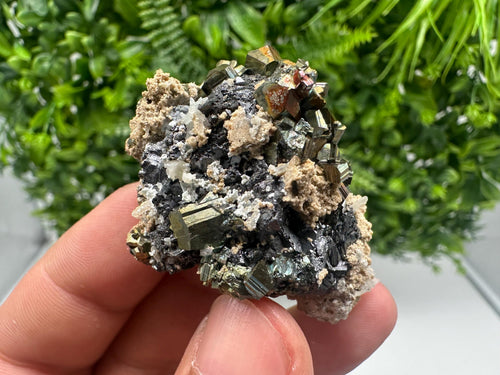 Calcite Pyrite Sphalerite Mineral Specimen: Madan Bulgaria Home Decor