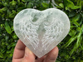 Selenite Heart with Angel Wings Selenite Charging Plate Crystal Charging Dish – Reiki Healing Crystal – Spiritual Altar Decor Angel Energy