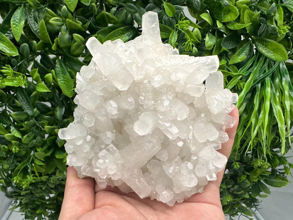 Calcite on Green Quartz: Djurcovo Mine, Bulgaria Healing Crystal