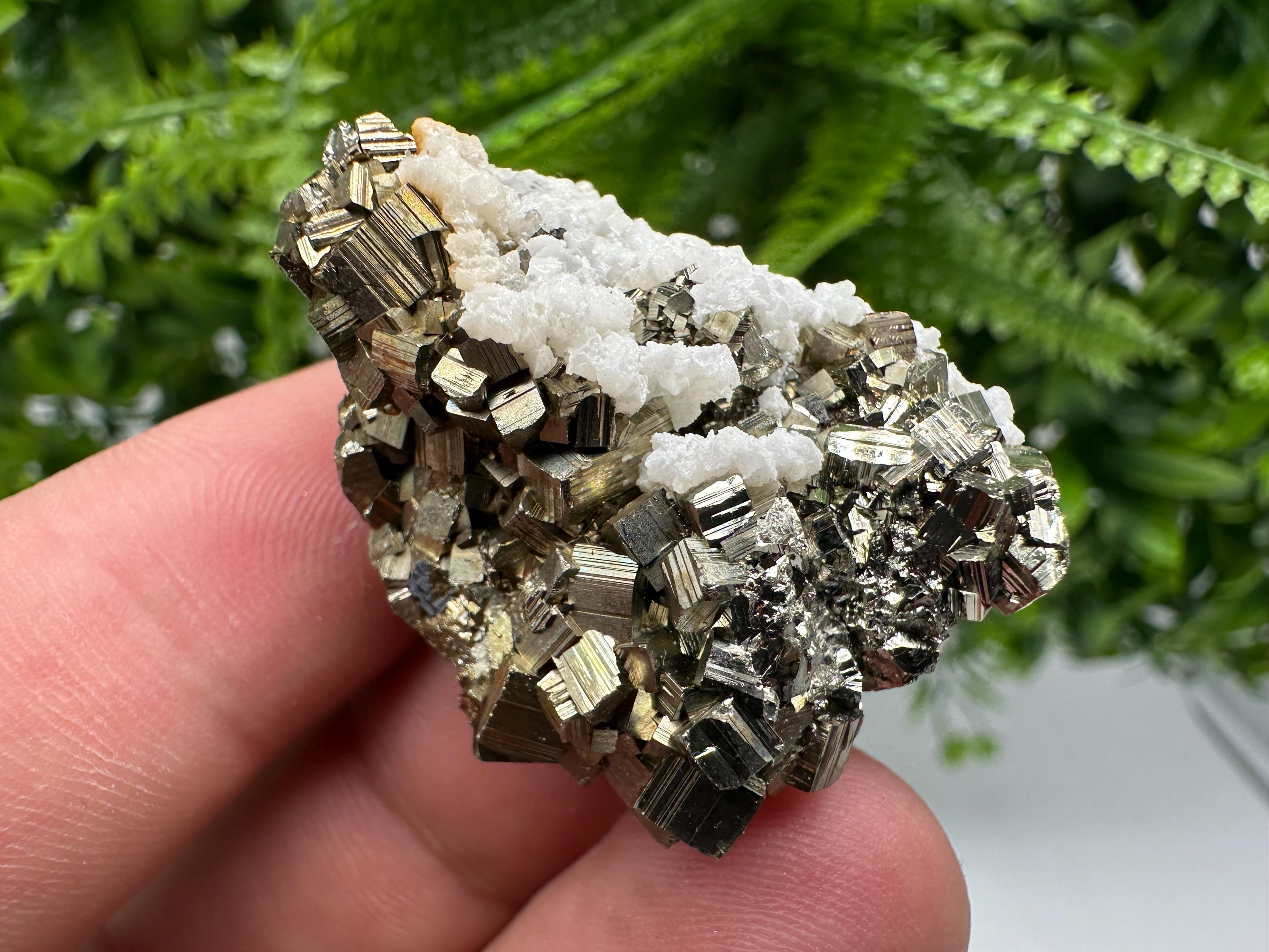 Rainbow Pyrite with Calcite, Natural Minerals Souvenir, Bulgaria
