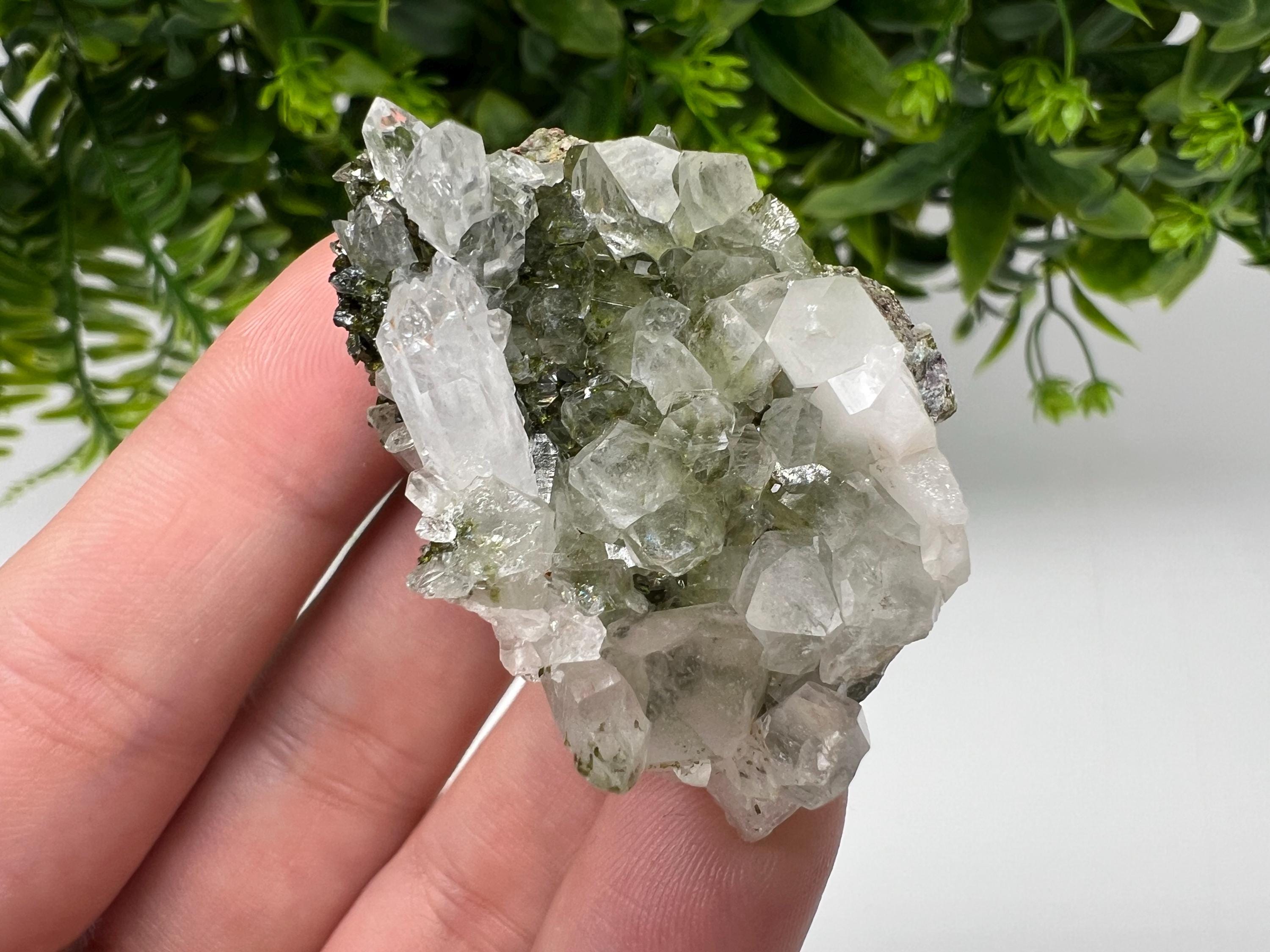 LARGE, Green Epidote with Quartz Crystals - Extremely Sparkly with Rainbows,souvenirs collection stone,gift,decor, Eastern Anatolian, Turkey