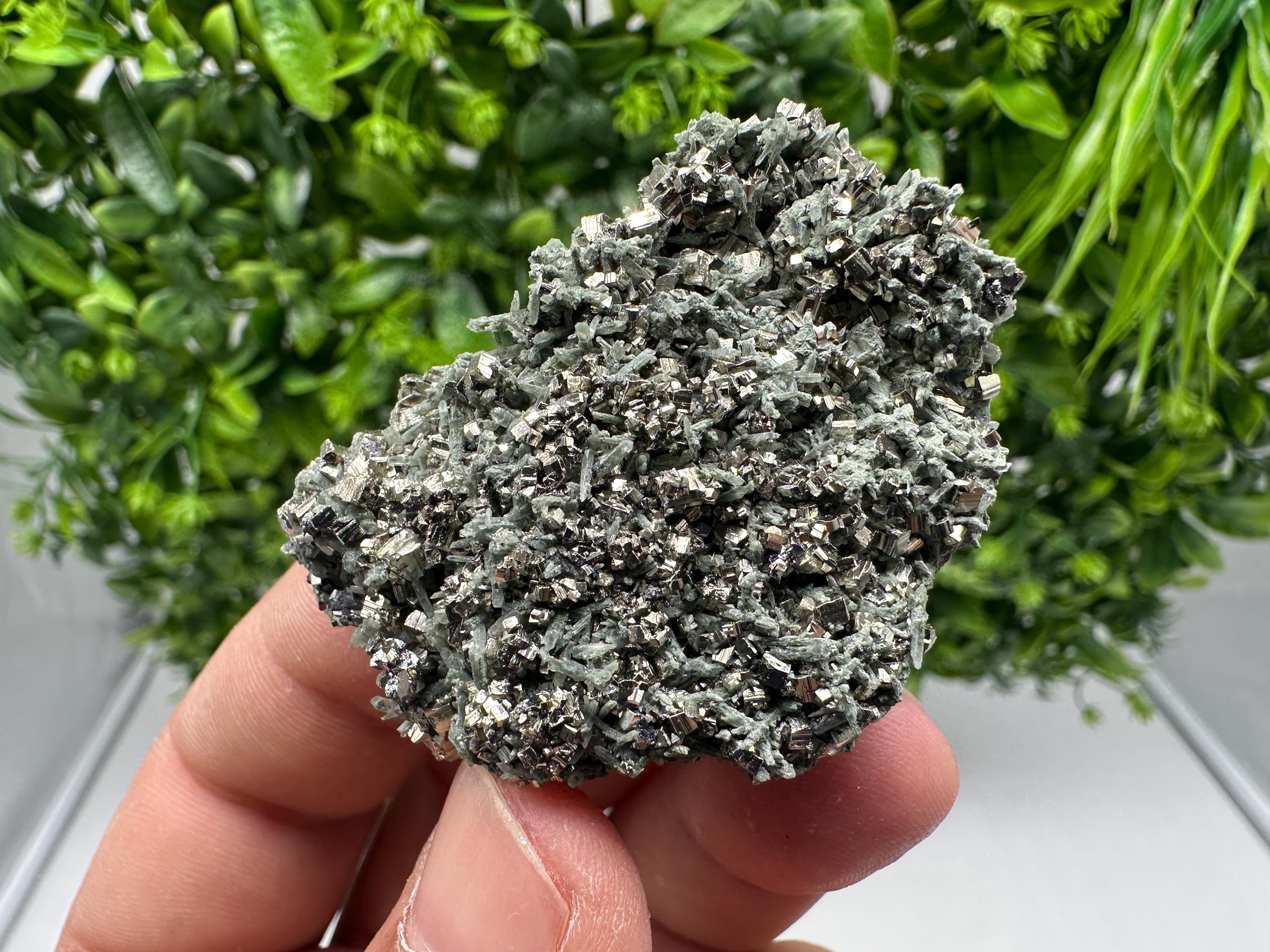 Red Pyrite on Green Quartz, Sphalerite Specimen, Borieva Mine