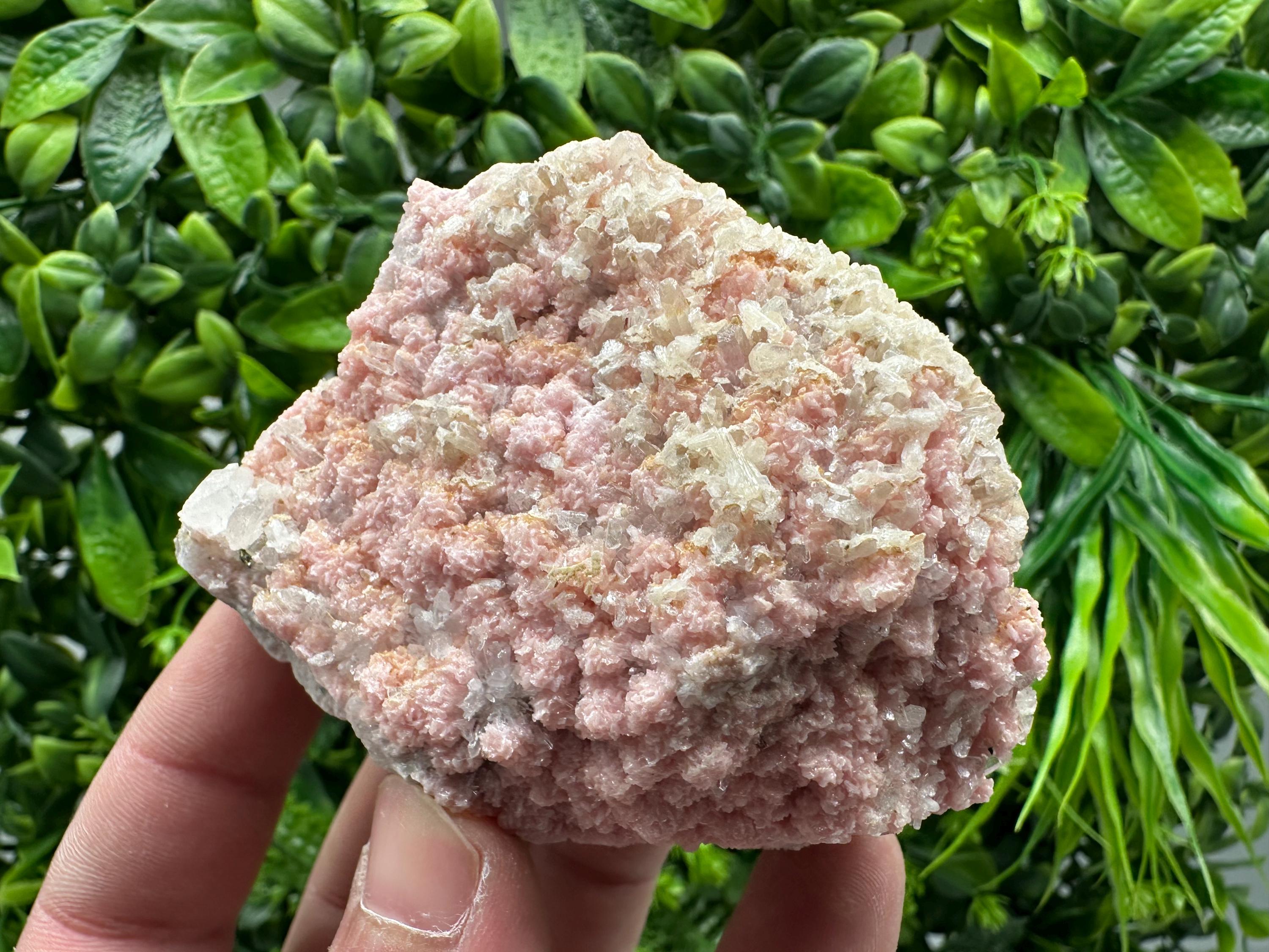 Rhodochrosite on Quartz, Starnica Mine, Bulgaria
