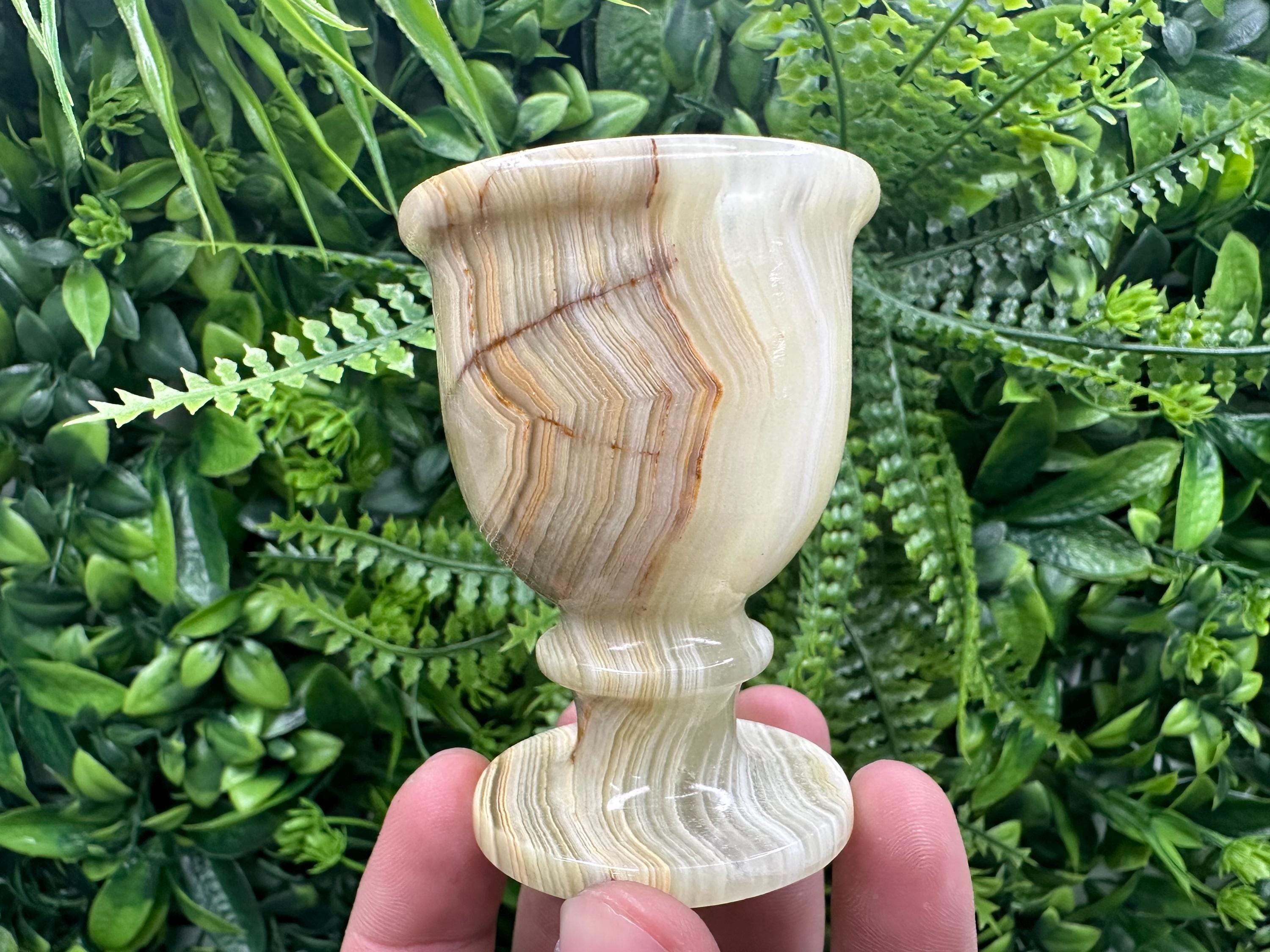 Vintage Natural Onyx Goblet: Unique Stone Cup (7cm)