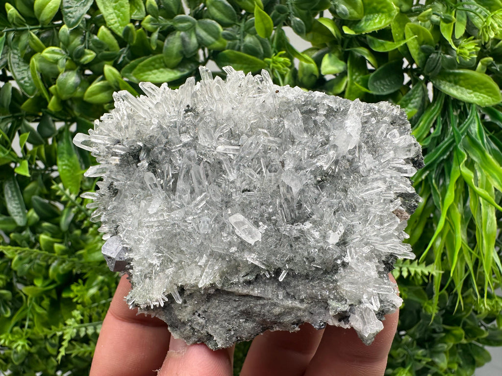 Quartz Crystal with Galena, Chlorite Matrix Mineral Specimen