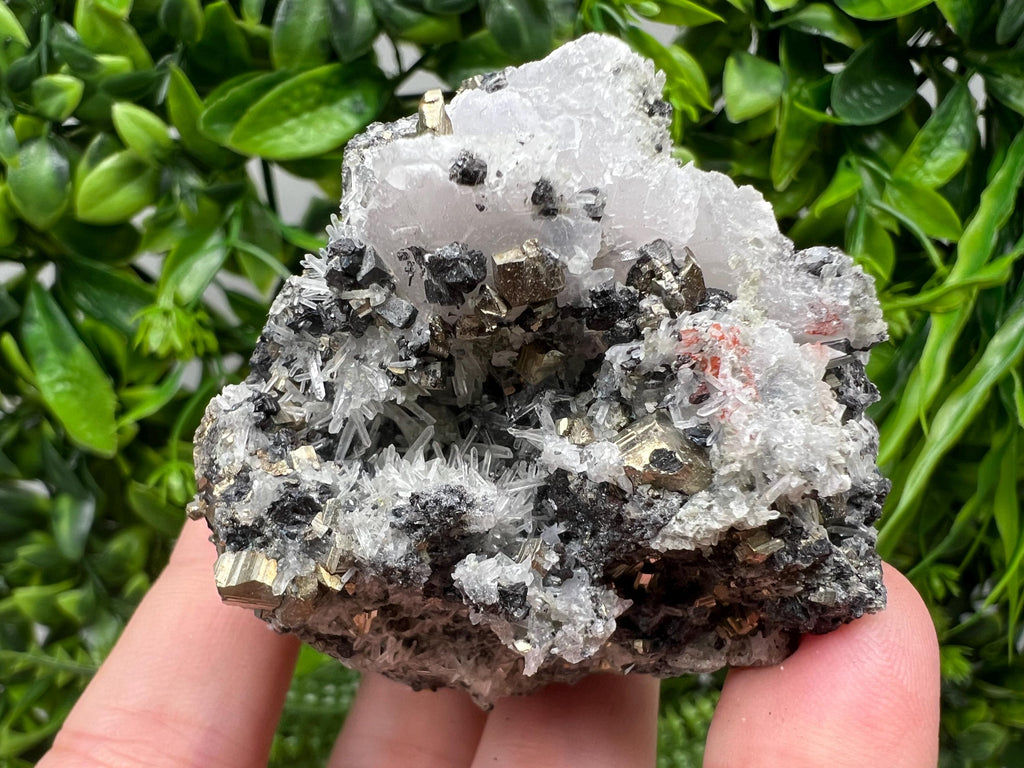 Pyrite Quartz Calcite Specimen: Borieva Mine Mineral Collection