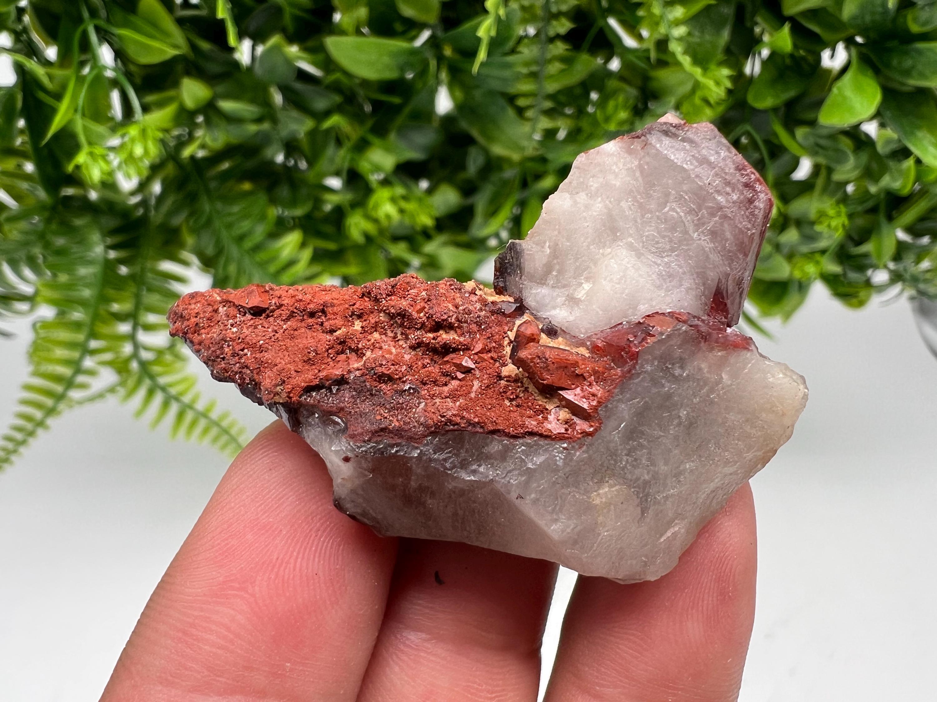 Red Hematite Quartz Specimen: Moroccan Phantom Crystal, Rare Mineral Collection
