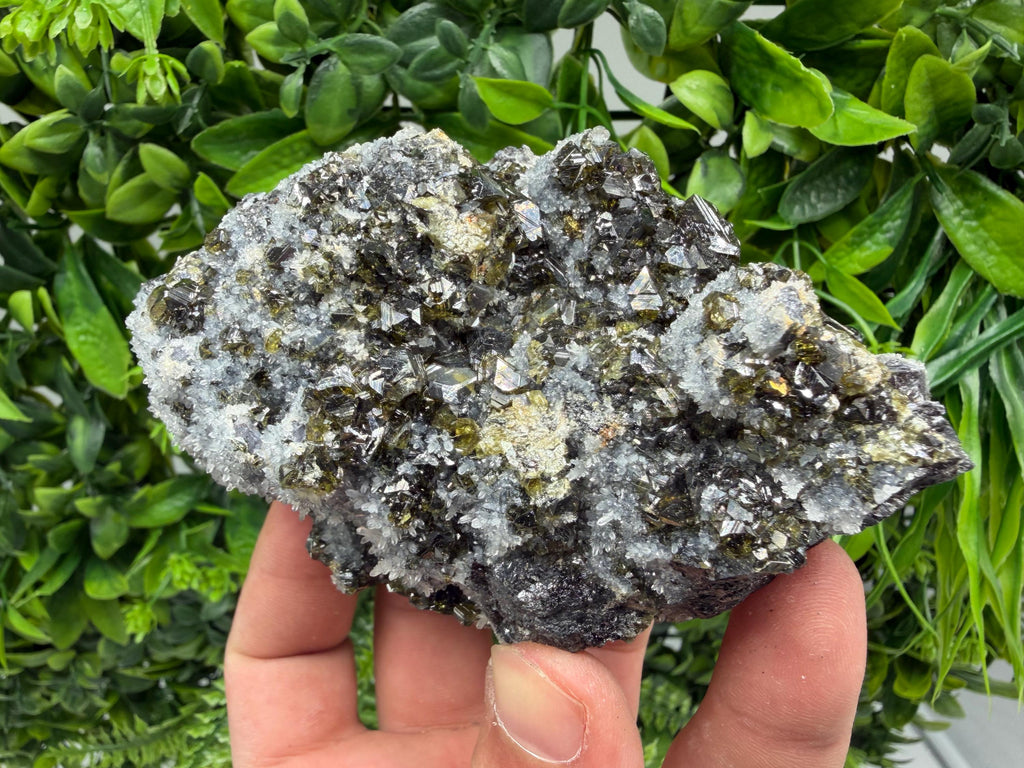 Sphalerite Cleiopfane on Quartz Mineral Specimen, Krushev Dol Mine, Bulgaria Home Decor Stone