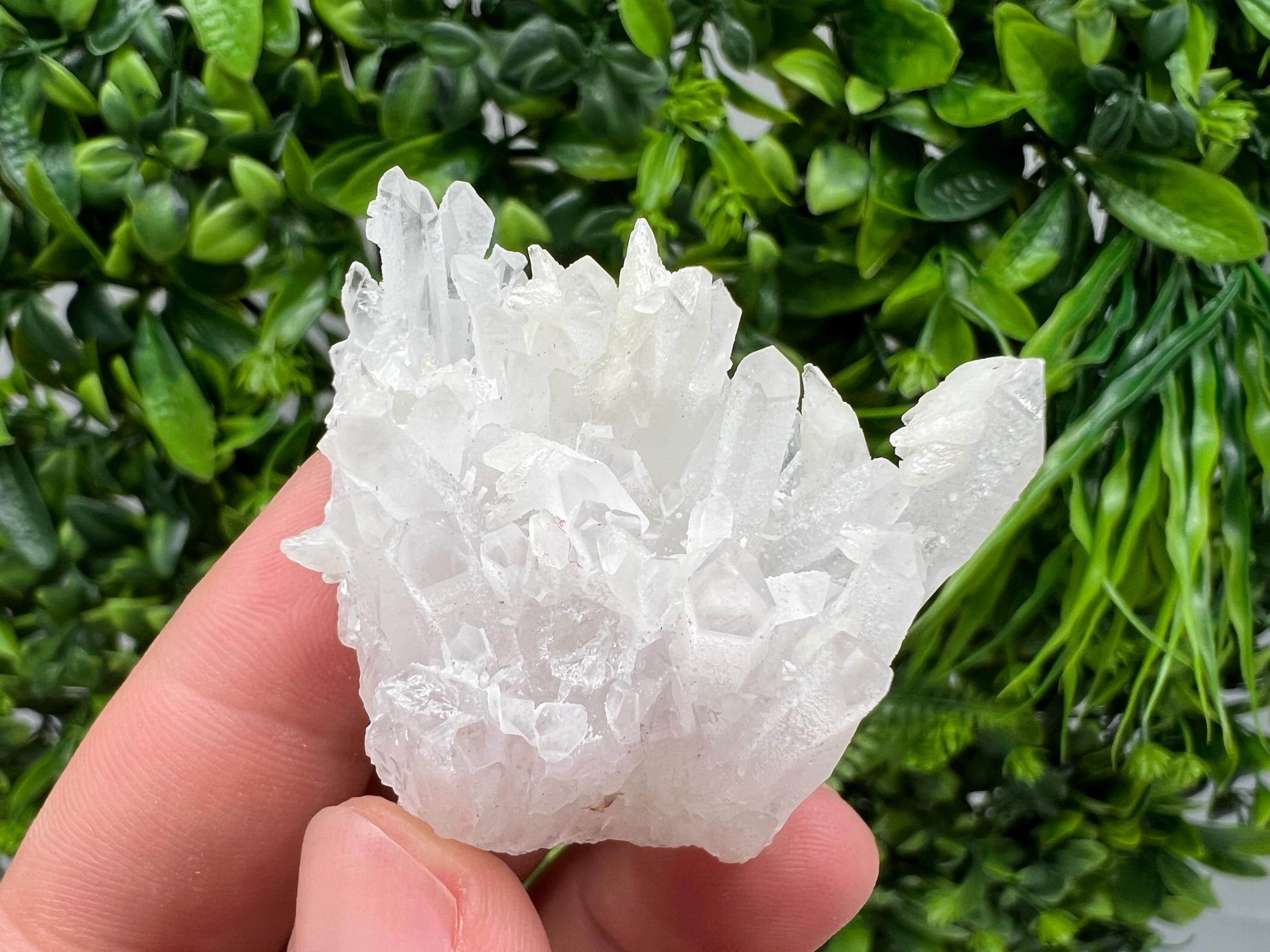 Calcite on Green Quartz: Djurcovo Mine, Bulgaria Healing Crystal