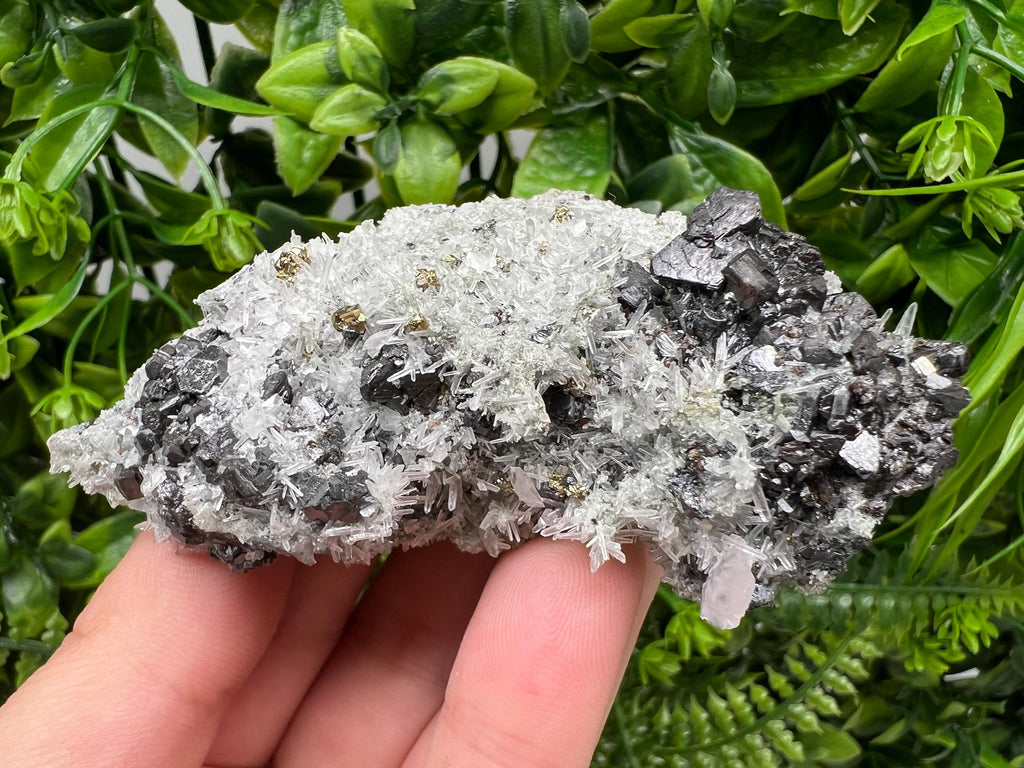 Wonderful melted Galena,Sphalerite calcite Pyrite on Quartz from Borieva mine Madan Bulgaria natural minerals souvenir crystal home decor cr