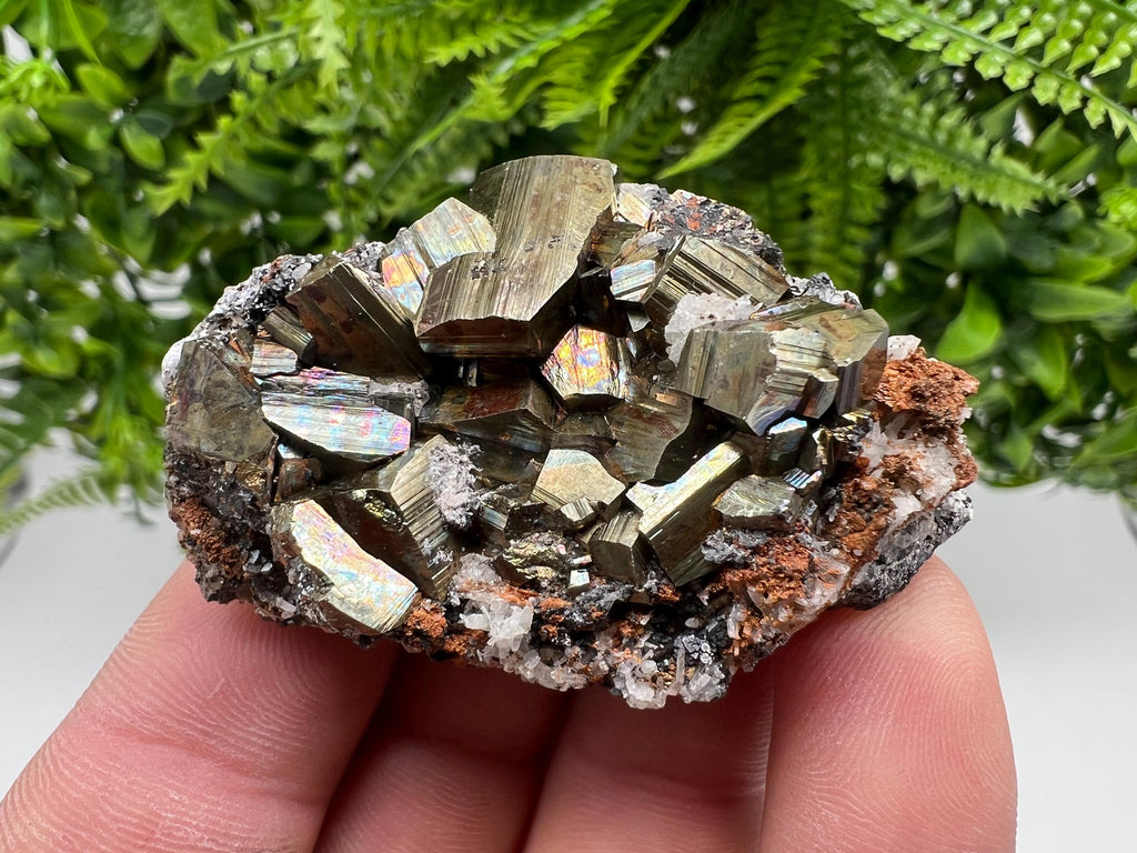 Pyrite with Hematite and Sphalerite on Quartz, Bulgaria Mineral Specimen