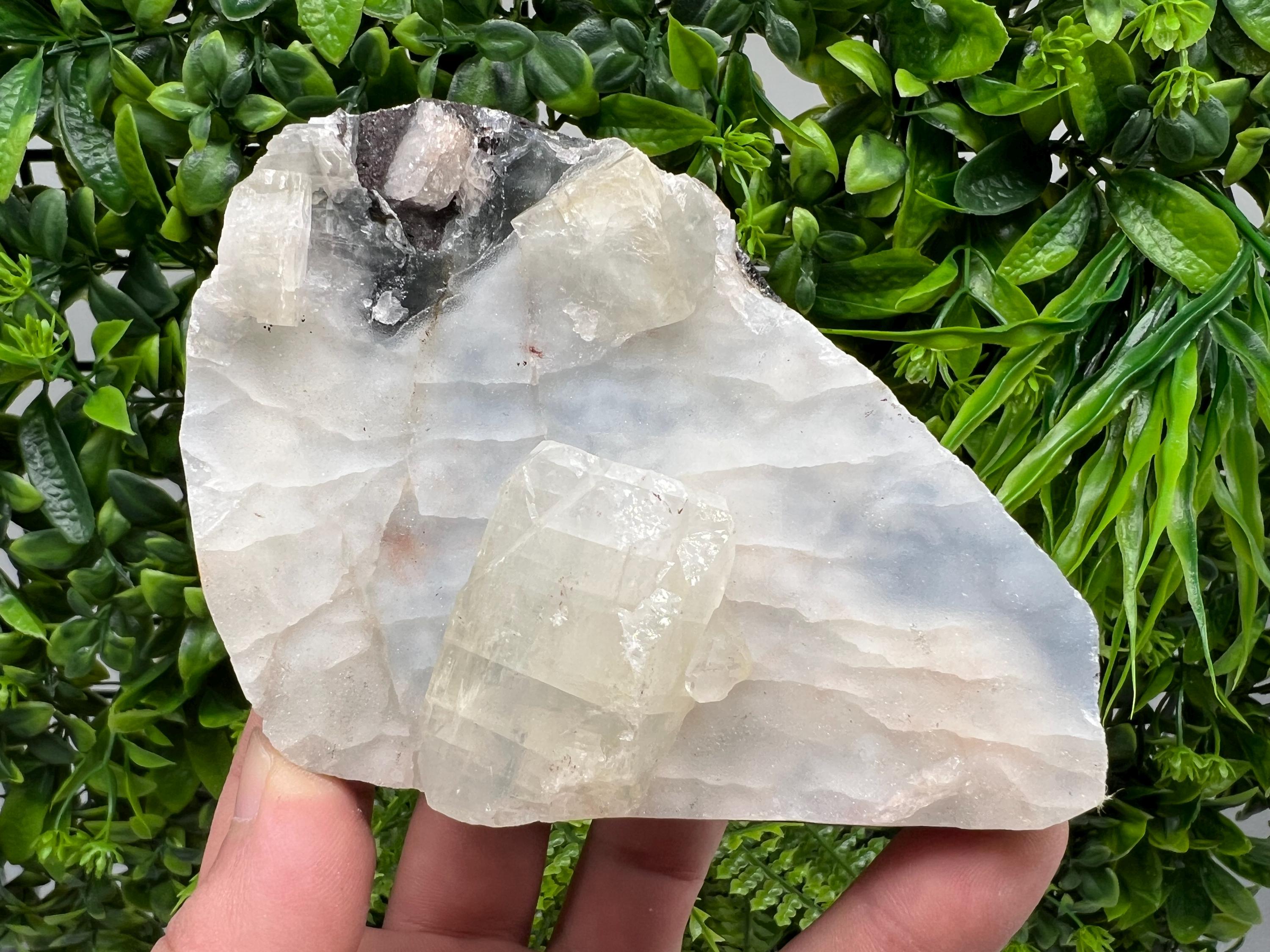 Transparent Apophyllite on Chalcedony, Natural Crystal Specimen, India Minerals
