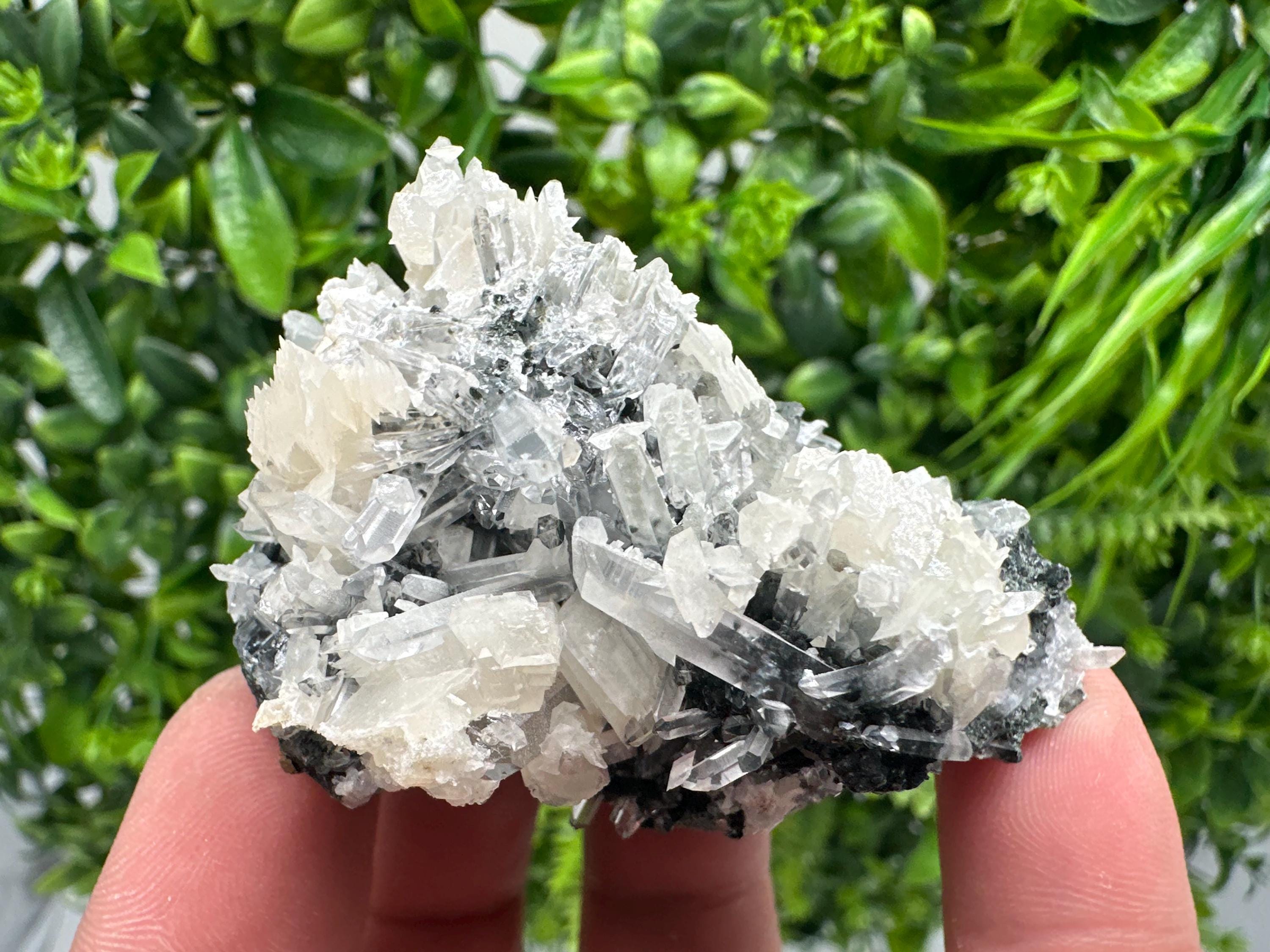 Wonderful UV fluorescence Calcite on Sphalerite,Quartz from Borieva mine,Bulgaria,natural mineral,souvenir crystal,home decor,collection cls