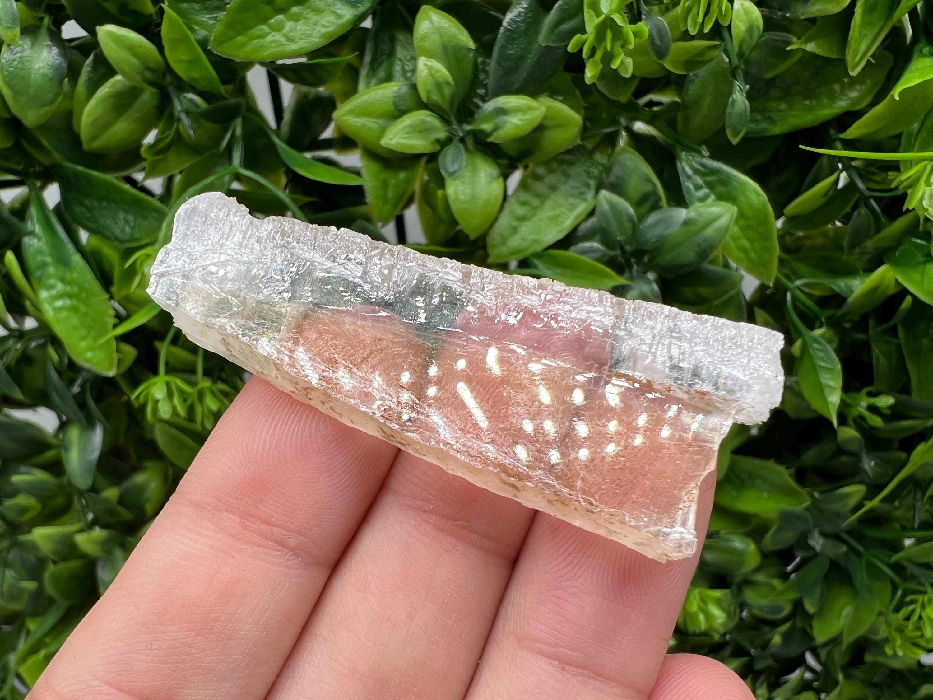 Golden Phantom Selenite Slab: Utah Raw Crystal Wand (2.2/6cm