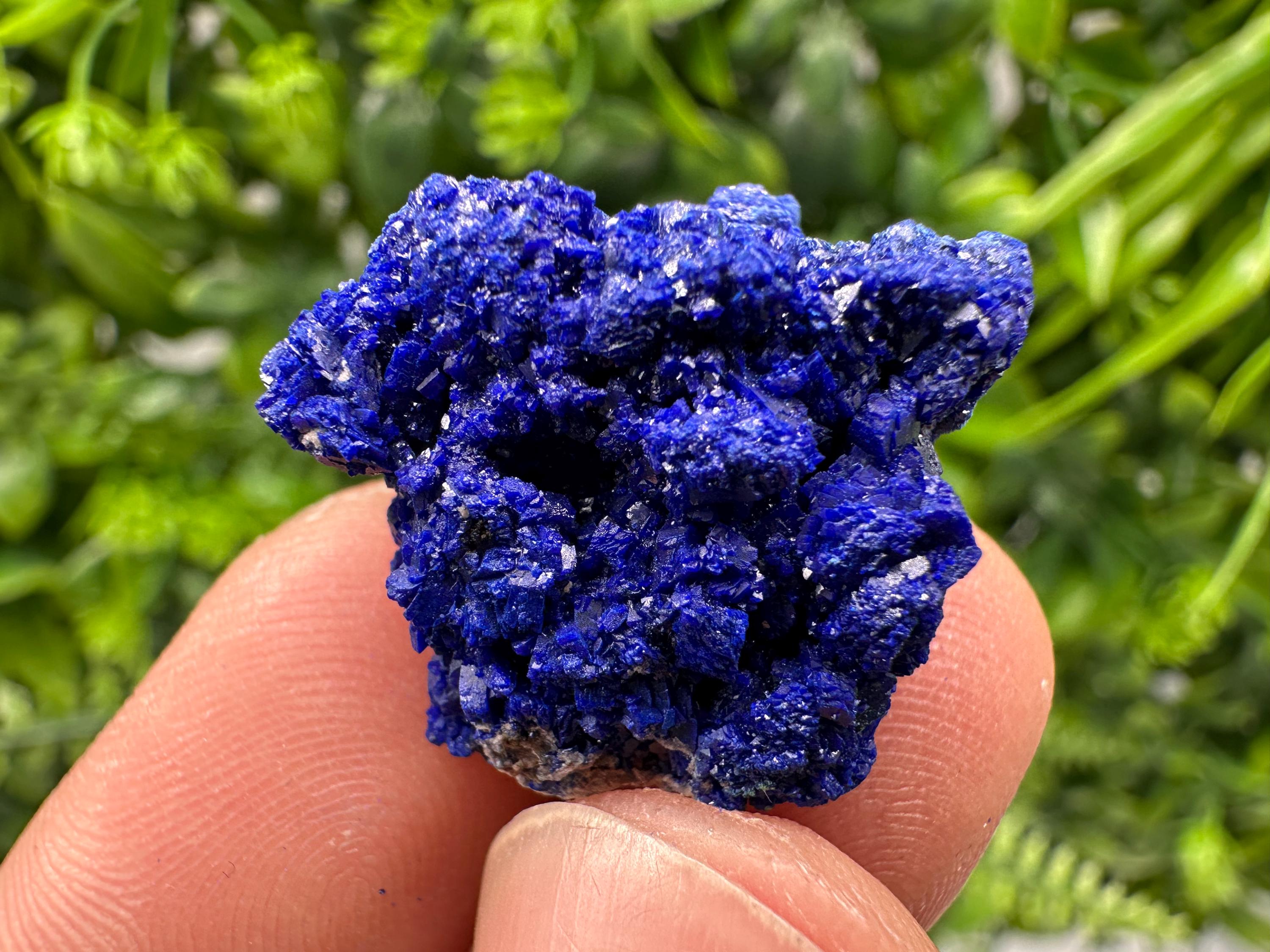 Crystallized Azurite-Kerrouchen,Morocco-Blue Azurite Specimen-High Quality Blue Azurite-Azurite Mineral Specimen, gemmy,lustrous of Azurite
