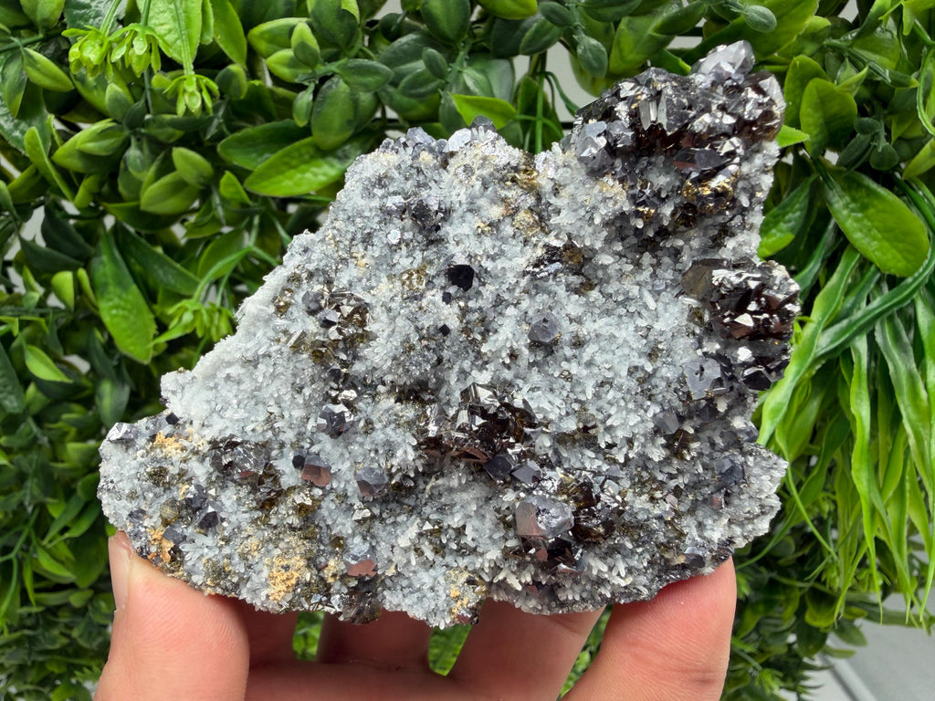 Sphalerite Cleiopfane on Quartz Mineral Specimen, Krushev Dol Mine, Bulgaria Home Decor Stone
