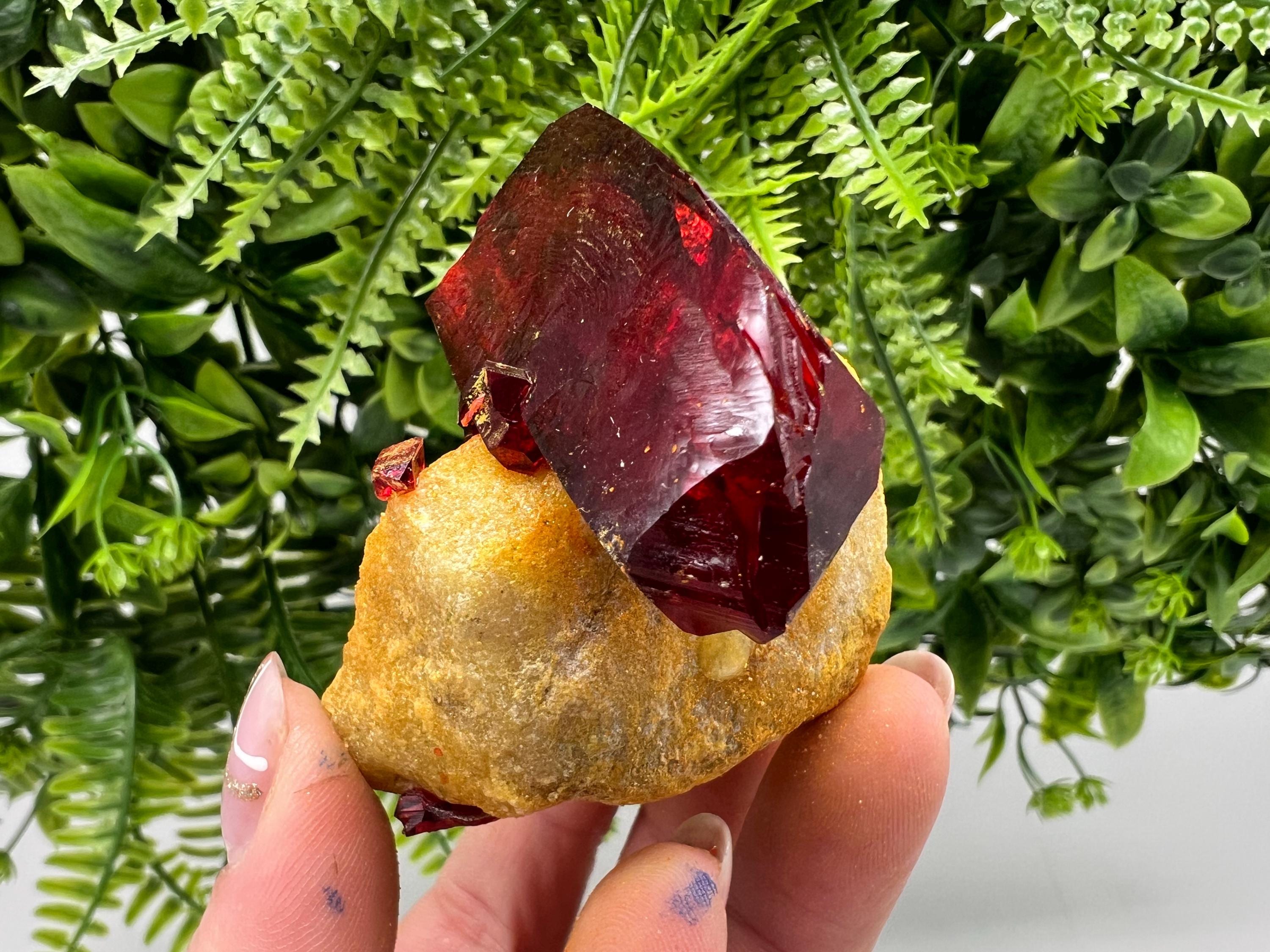XXL Rare Ruby Pruskite Crystal on Matrix, Laboratory Grown Mineral