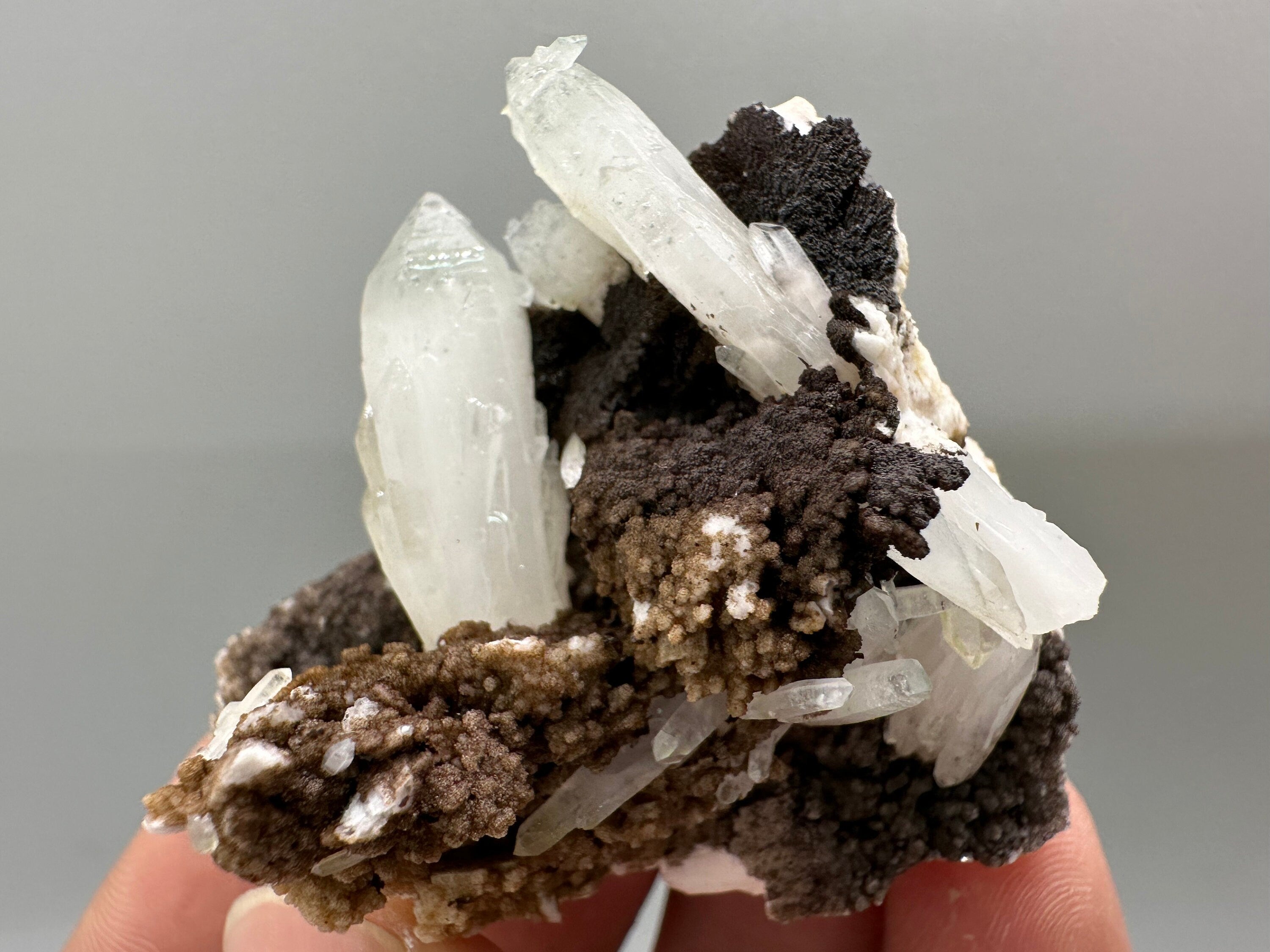 Chlorite Quartz on Rhodochrosite with Dolomite Mineral Souvenir